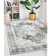 Moynesa Ultra-Thin Washable Area Rug - 5x7 Large Gray Rug for Living Room Vintage Rugs for Bedroo...