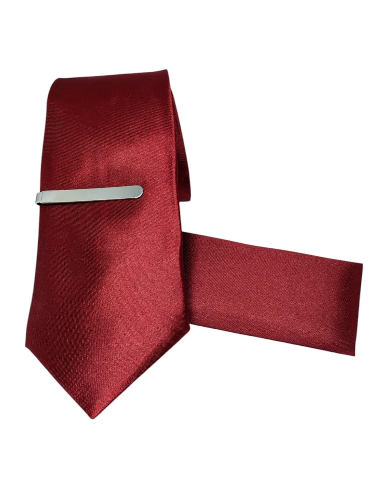 FashMade Italian Microfibre Tie & Pocket Square Combo with Silver Brass TiePin | 2.75 Inch Broad Tie | 10x10 inch Pocket Square TP-23-image-40