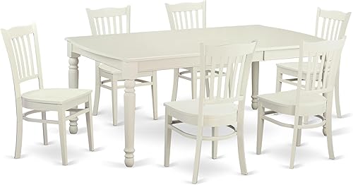Miniatura 18 de East West Furniture DOGR7-MAH-W - Juego de mesa de comedor de 7 piezas consta de una mesa de cocina rectangular con hojas de mariposa y 6 sillas de