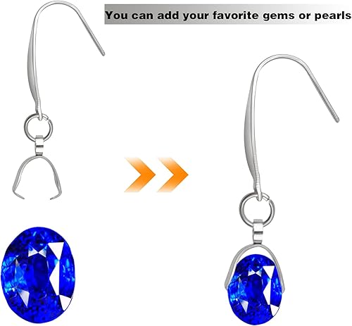 Miniatura 5 de Ganchos para aretes de acero inoxidable, 30 ganchos hipoalergénicos para aretes con hebilla de alambre para mujer, suministros de fabricación de