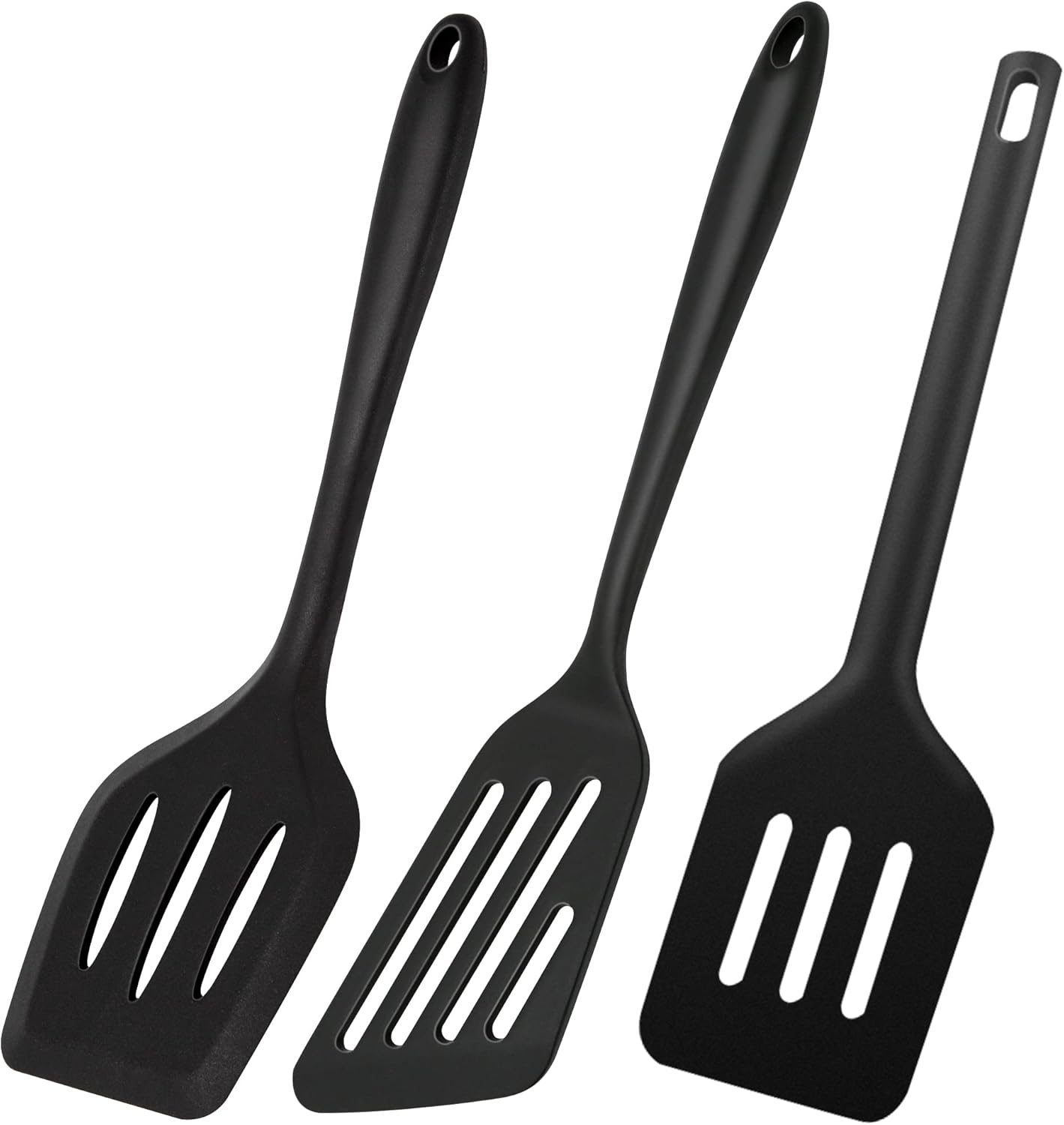 Slotted Spatula, 3 Pack Heat Resistant Silicone Slotted Wok Spatula Kitchen Turner for No Stick
