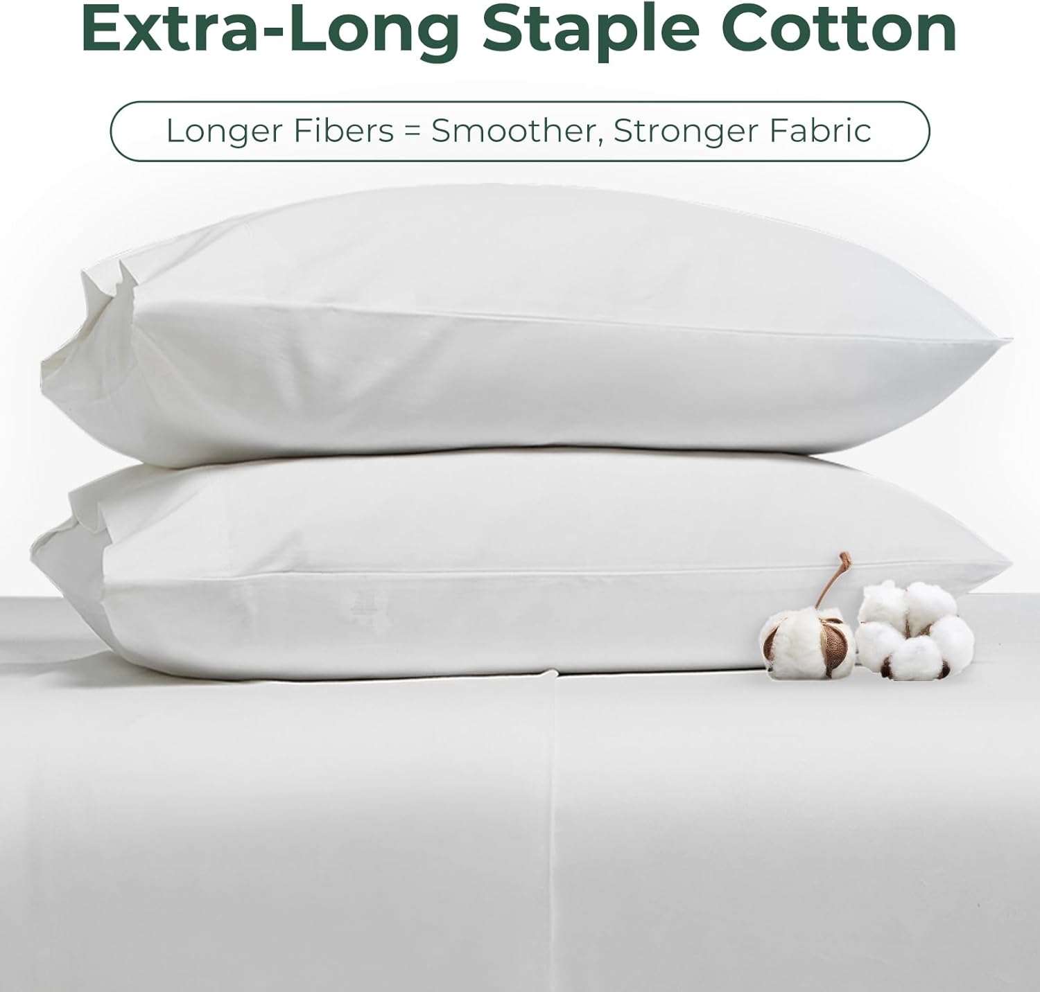 HYPREST 100% Egyptian Cotton Sheets Queen Size - 19 Inch Extra Deep Pocket Queen Sheets, 1200 Thread Count Soft Bed Sheets Long Staple Cotton White Luxury Sateen Weave - Image 4