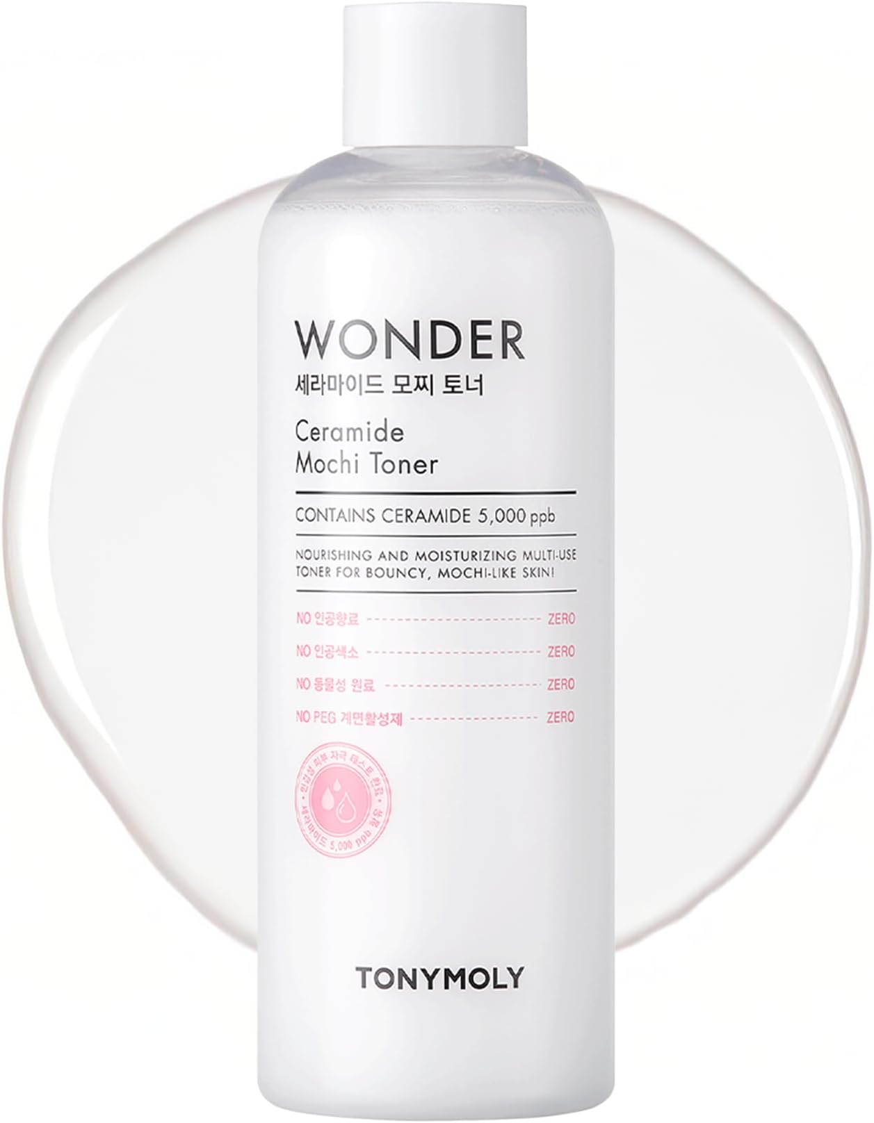 – Wonder Ceramide Mochi Toner, 500ml - Large Size, Korena Skincare, Milky & Hydrating & Strengthening & Dewy Glass skin with hyaluronic acid, panthenol