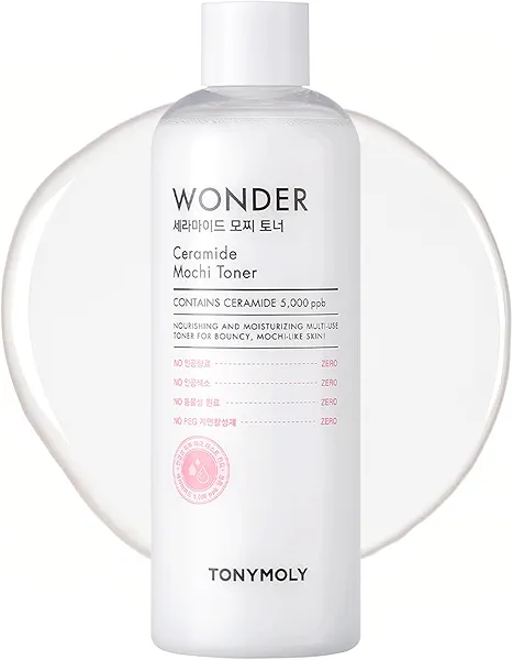 TONYMOLY Wonder Ceramide Mochi Toner – Dewy Glass Skin Hydrating & Strengthening Toner for Healthy, Moisturized Skin, 16.9 oz