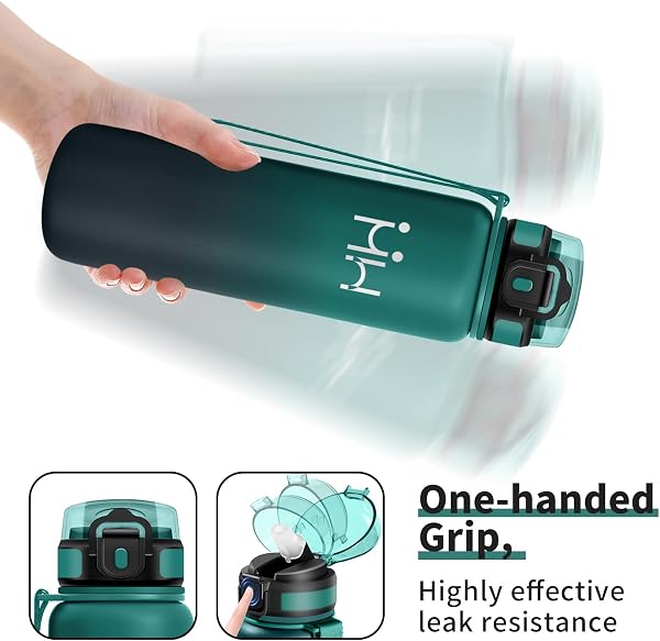 Gourde Isotherme 1L, Gourde Inox avec Paille, Double Paroi Isolante, sans BPA, Étanche à Paille, Portable, Réutilisable, Bouteille pour Bureau, Camping, Voyages - 5