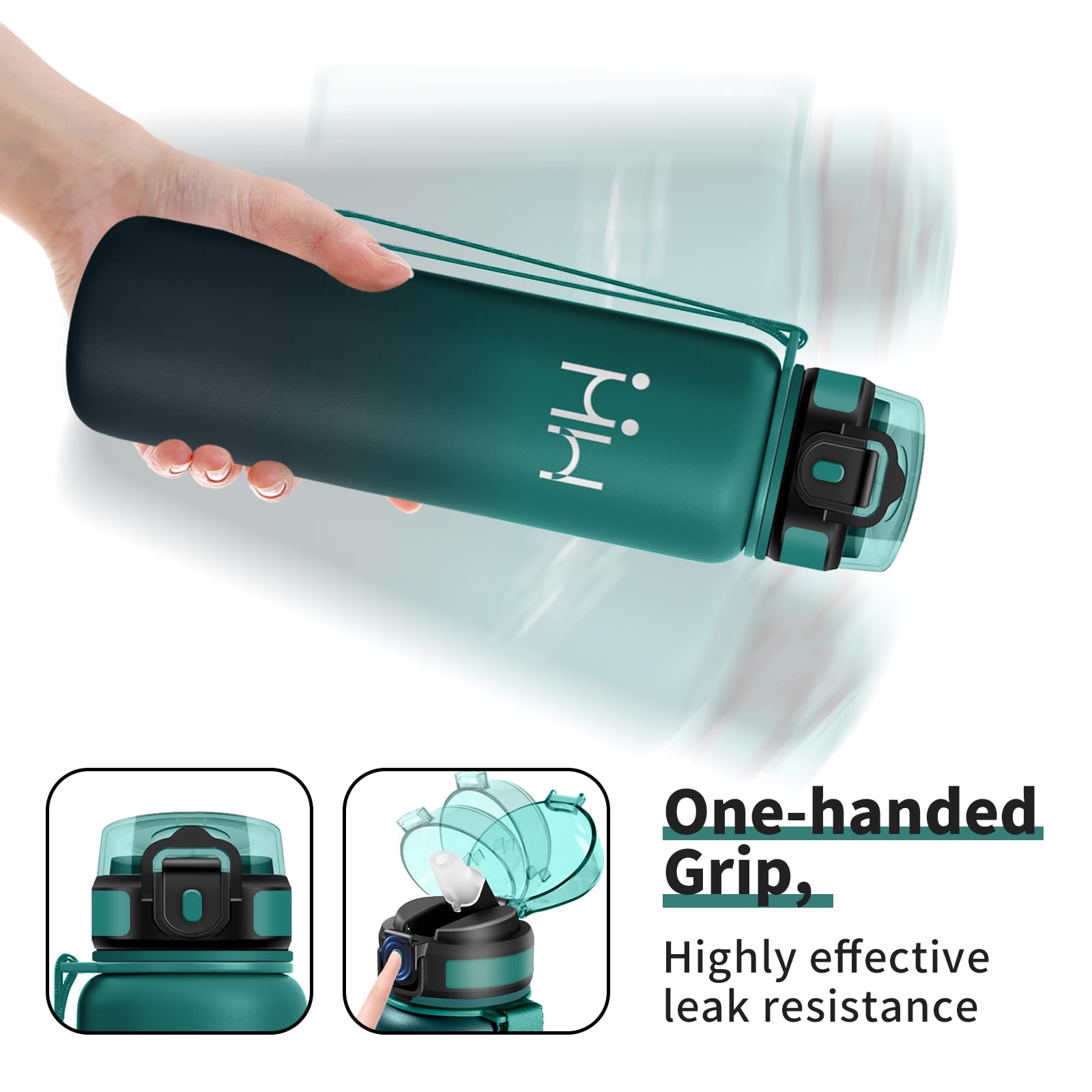 Gourde Isotherme 1L, Gourde Inox avec Paille, Double Paroi Isolante, sans BPA, Étanche à Paille, Portable, Réutilisable, Bouteille pour Bureau, Camping, Voyages - 5