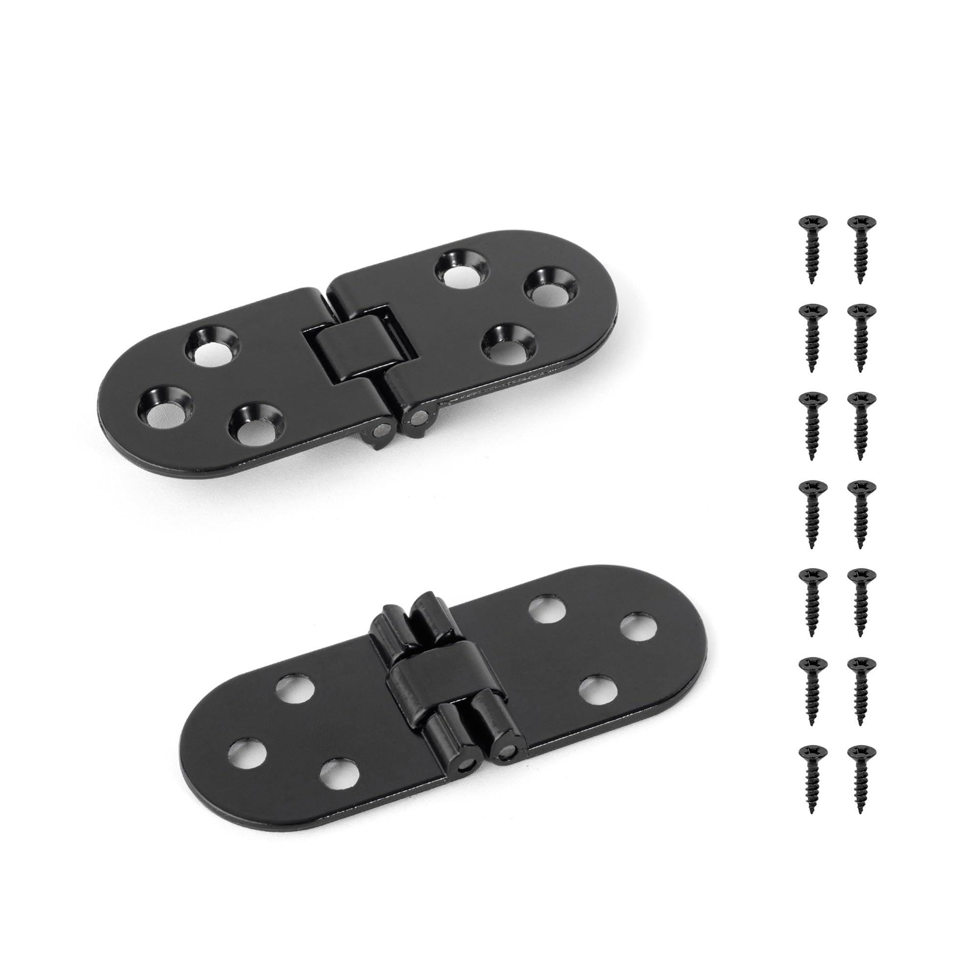 Sharunsfeli Black 2Pcs 2Pcs 180 Degree Foldable Flap Screw-On Hinges Folding Table Cabinet Door Rounded Corner Hinge(Black 2Pcs)