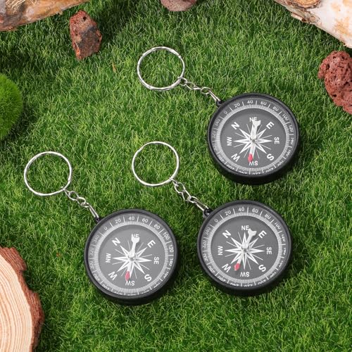 Llavero Brújula de Supervivencia para Senderismo 12 piezas Mini Brújulas para camping y senderismo con llavero metálico para exteriores miniatura 6