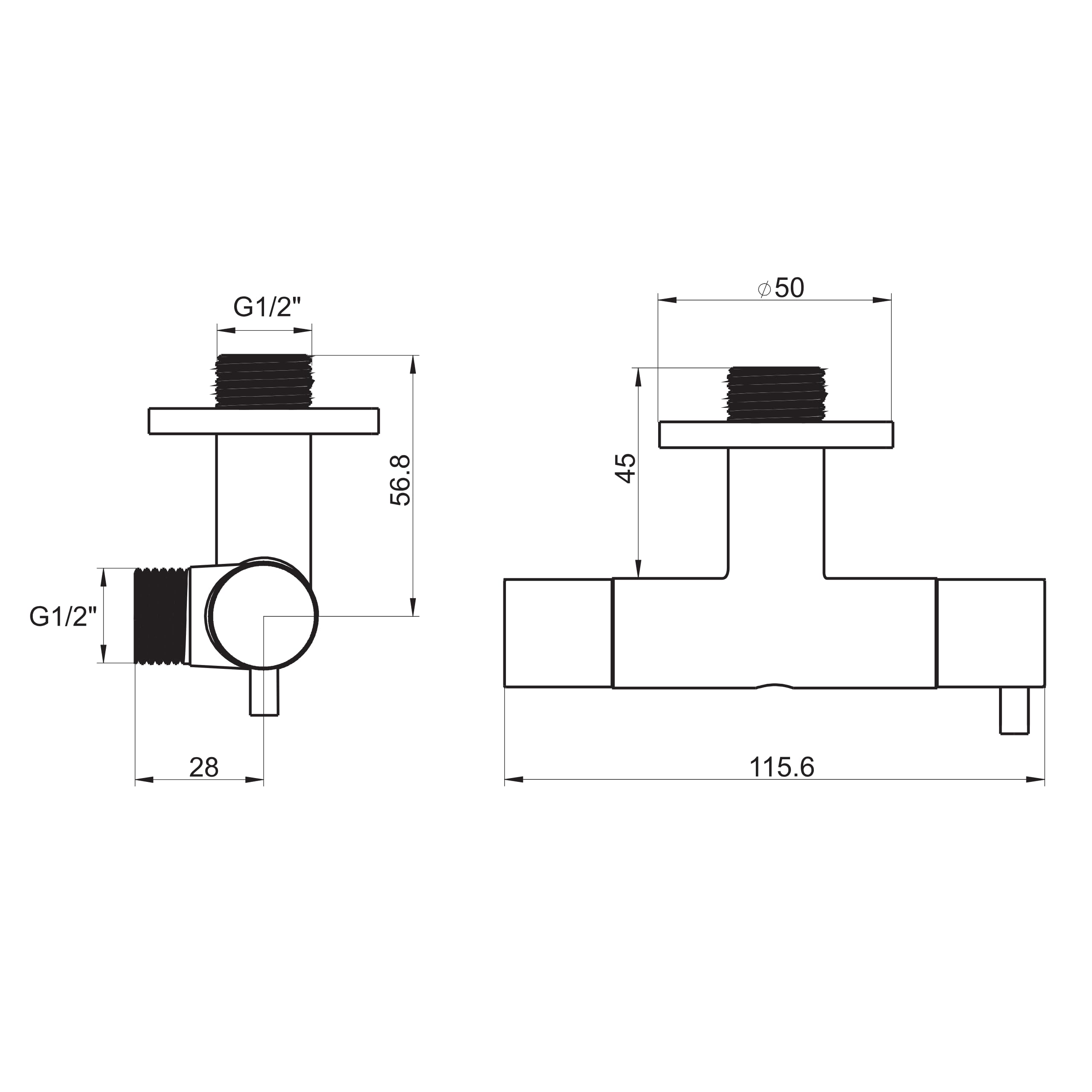 AquaUno Doppel Eckventil 1/2 x 1/2 x 1/2 - Messing - 2 Geräte - kein Verklemmen - Warm- Kaltwasser - WC Spülmaschine
