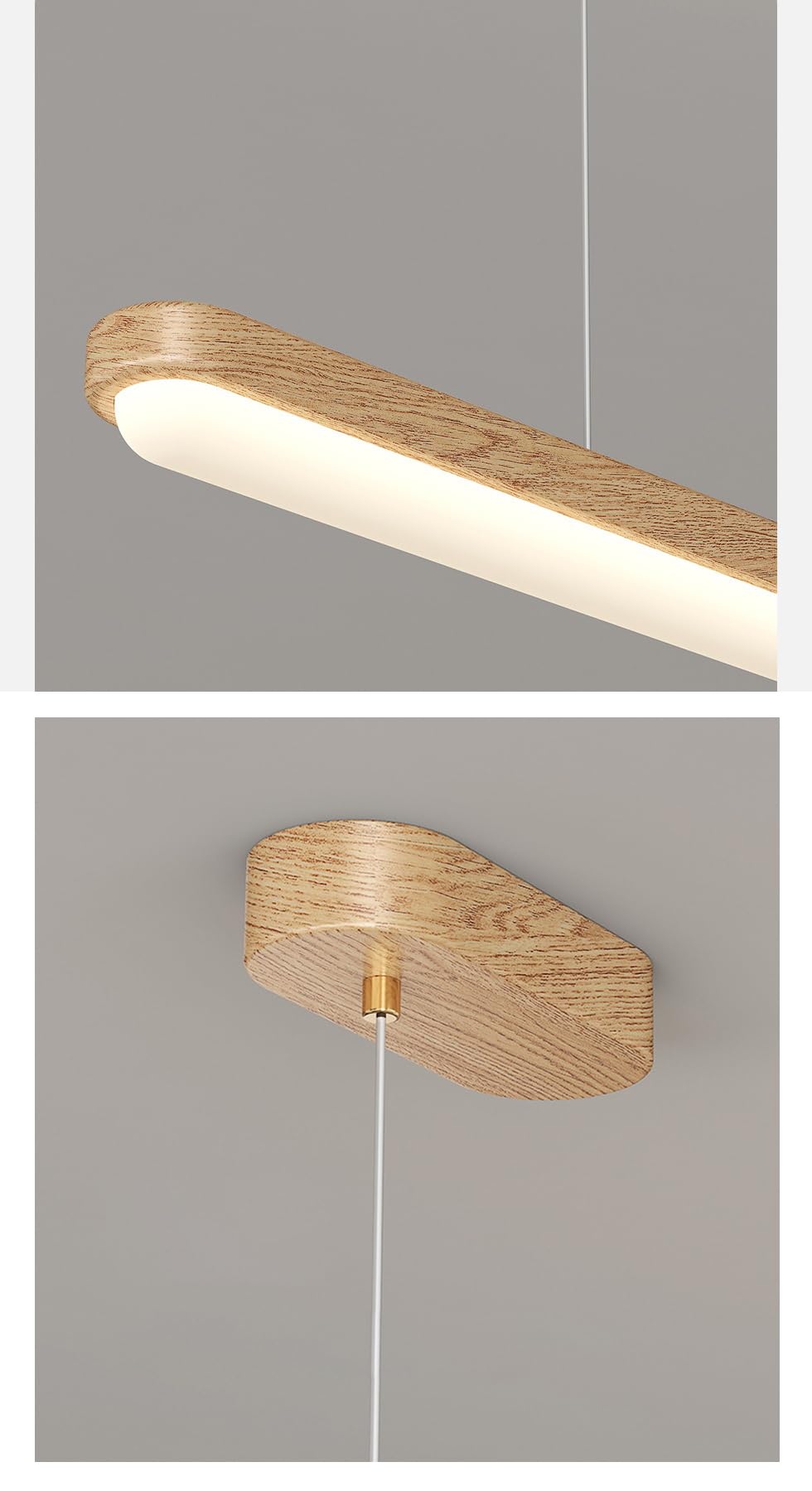 Suspension Bois LED Dimmable Îlot de Cuisine Lustre Linéaire de Salle à Manger avec Télécommande pour Table à Manger Cuisine Bureau Bar Boutique Lampe Suspendue Moderne Réglable En Hauteur (100cm)