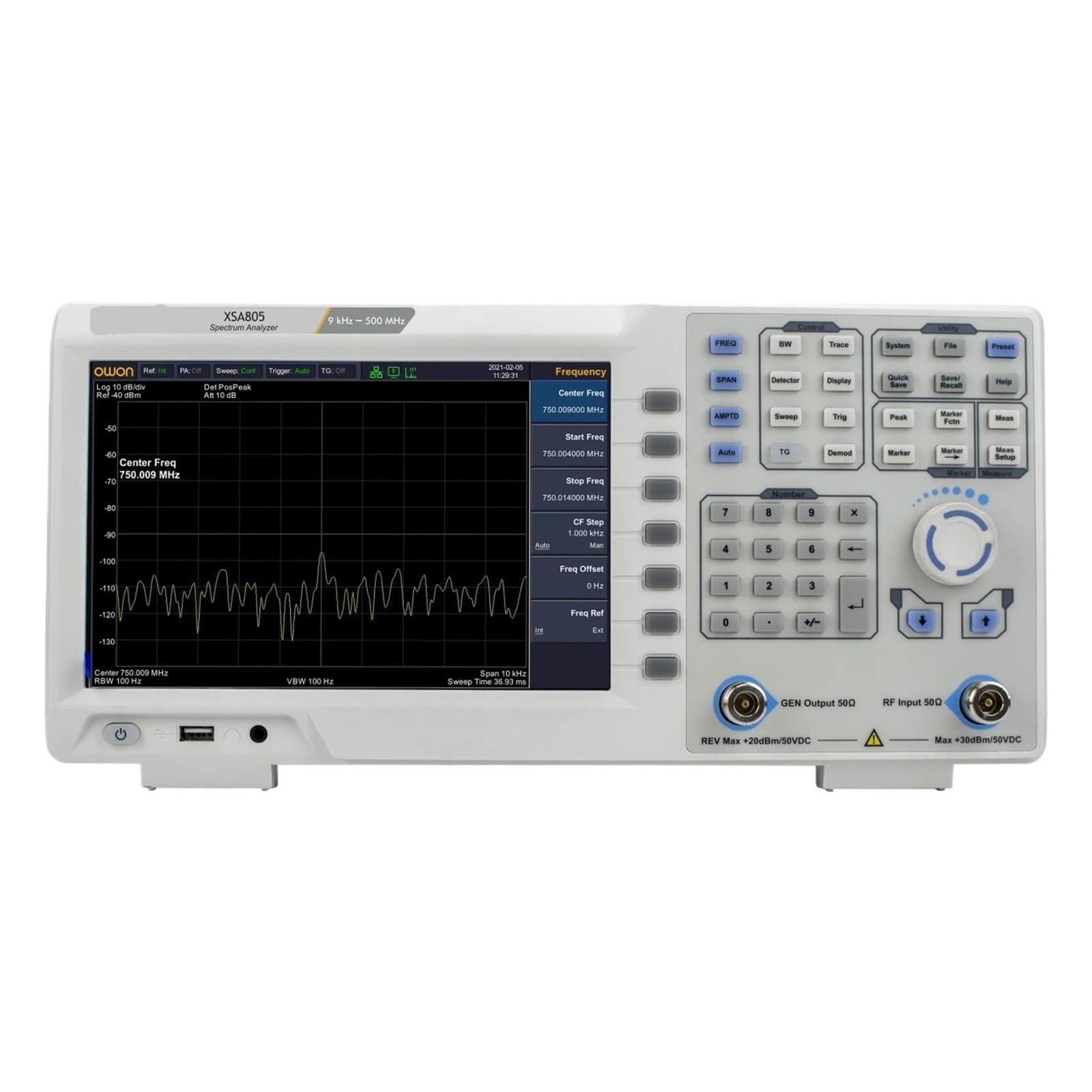 Analizzatore di Spettro Serie XSA800 Gamma di frequenza da 9 kHz Fino a 1,5 GHz Rapporto di risoluzione 1280×800 LCD da 9 Pollici XSA805/815(XSA805-TG)