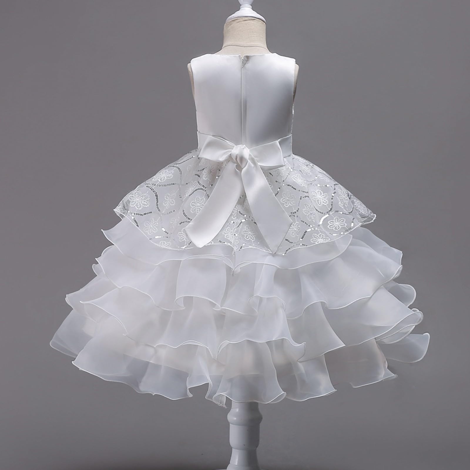 Mädchen Prinzessin Kleid Pailletten Tüll Blume Rundkragen Ärmellos Formalkleid Geburtstag Party Hochzeit Brautjungfer Mädchen Abendkleider Kleinkind