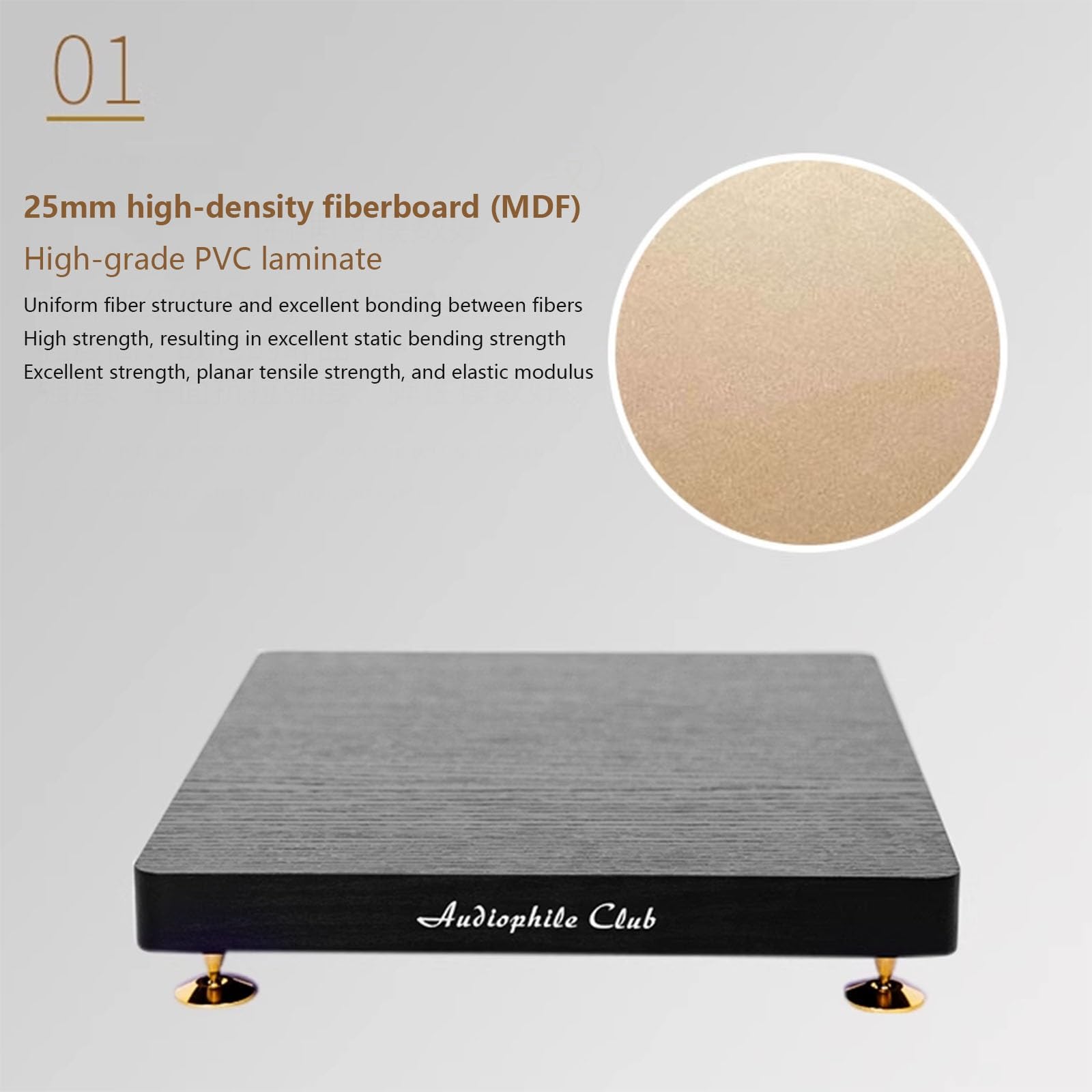 Base De Madera con Aislamiento Antivibración para Altavoces, Que Mejora La Claridad del Sonido.(40 * 40cm)