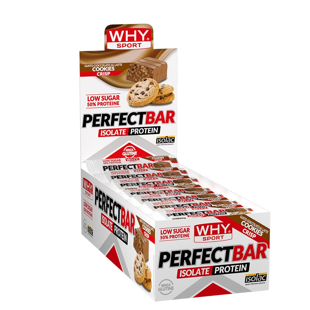 WHY SPORT PERFECT BAR – Juego de 28 barras de proteínas con proteínas aisladas – Snack de proteínas – Sabor Chocolate Cookie – 50 gr