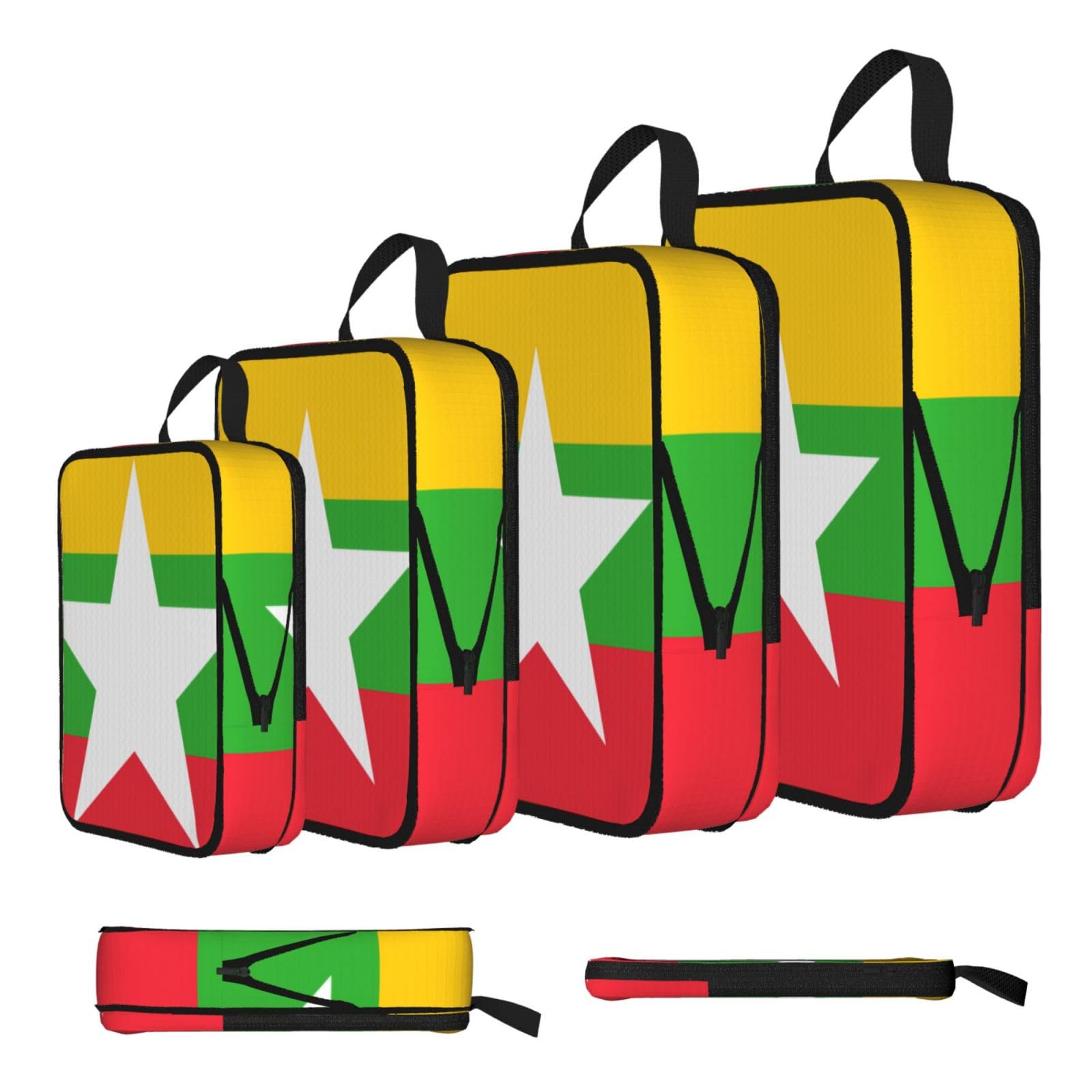 Sxzvvbn Black Flag Of Myanmar Compression Packing Cubes 4 Piece Set