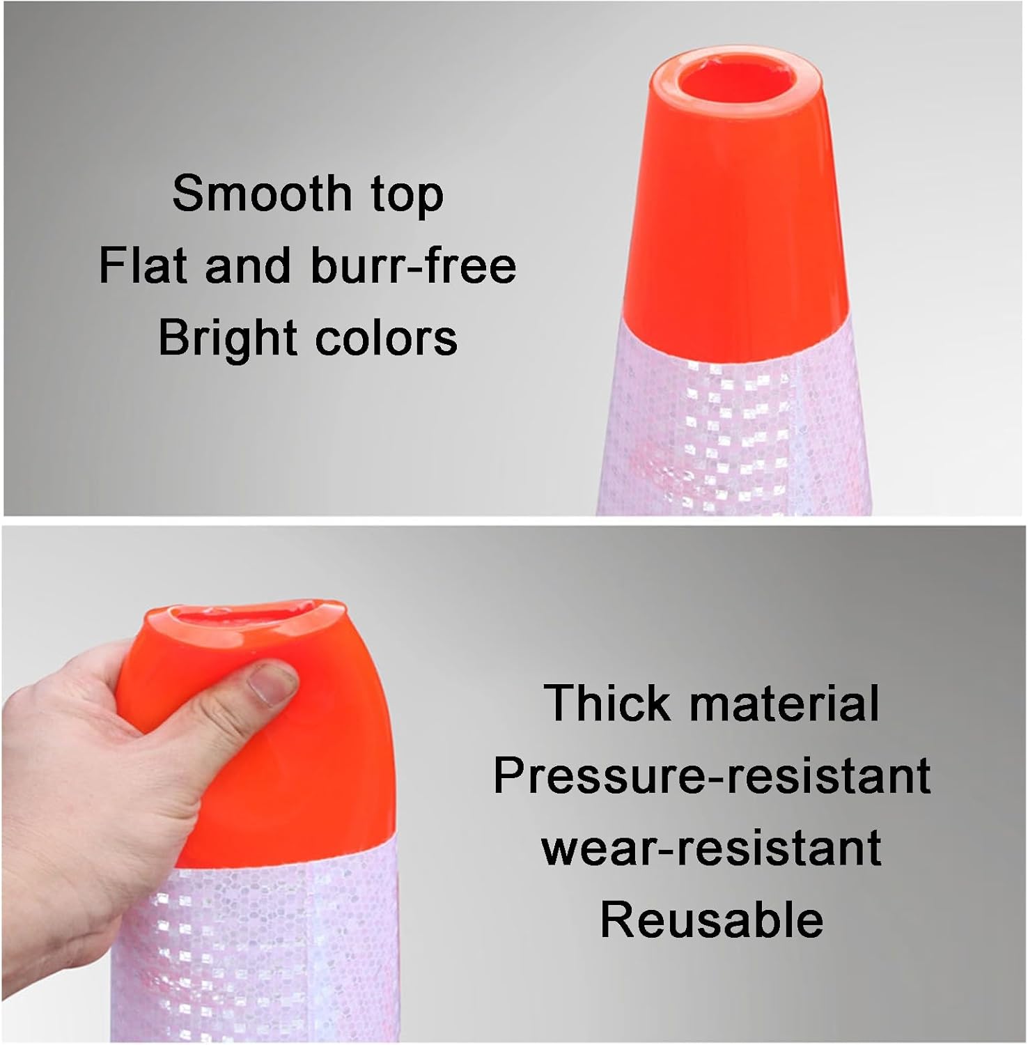 28" Blue Traffic Cones 2 Pack - Durable Safety Cones with Reflective Strips for Parking Lots & Temporary Barricades - Rubber Base for Stability
