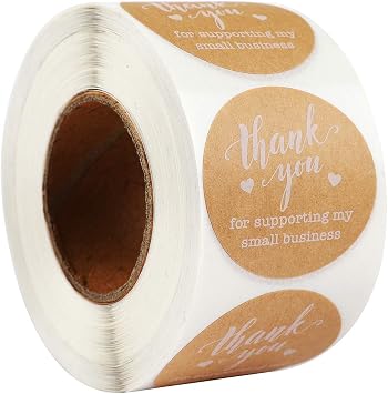 Amazon Com 1 5 Round Kraft Thank You For Supporting My Small Business Stickers Custom Stickers 500 Labels Per Roll Office Products