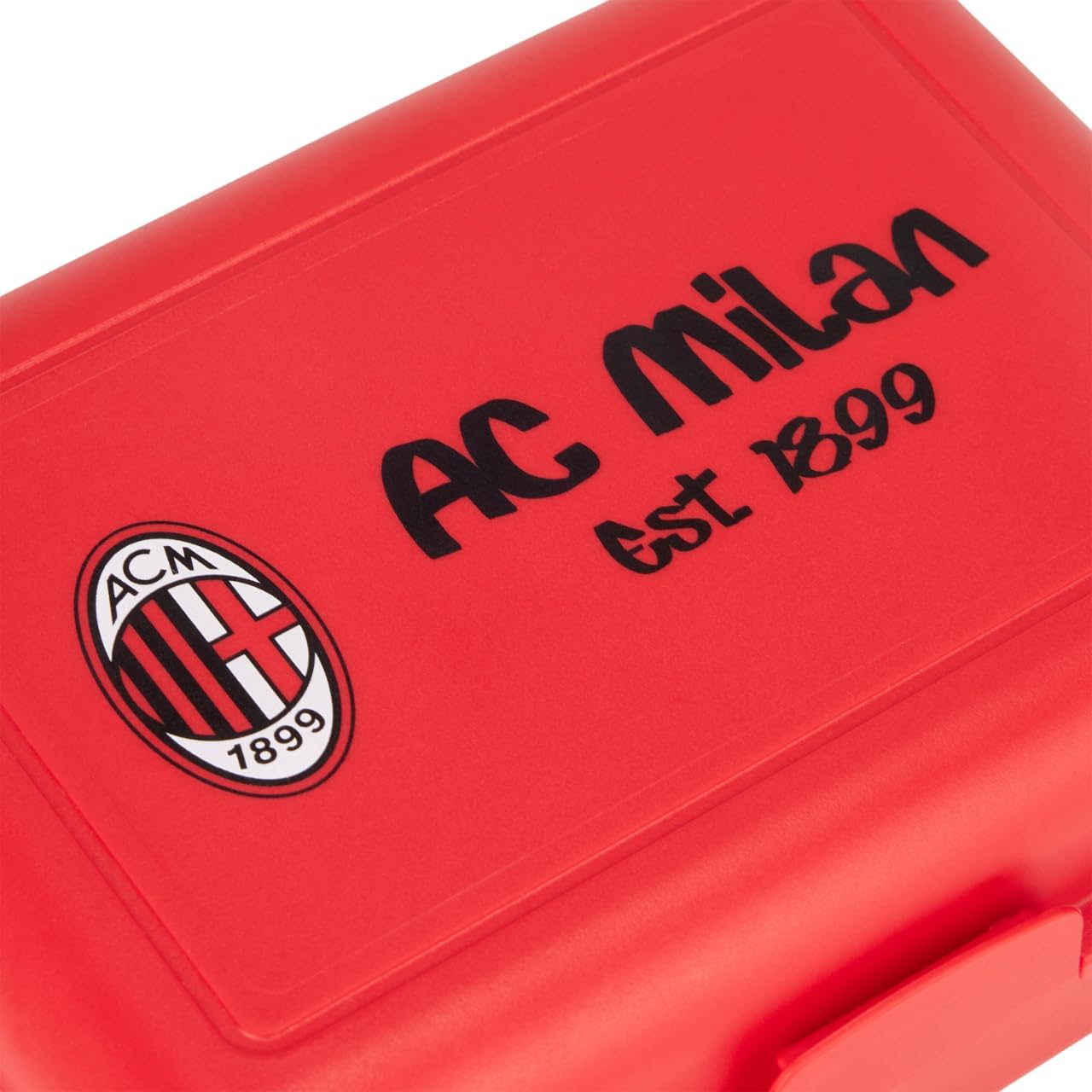 AC Milan Lunch Box with 2 Internal Compartments, Organic Plastic, Official Product, Red