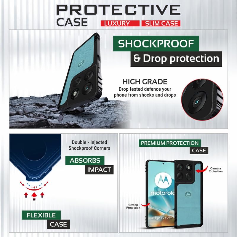 Image of AIBEX Crystal Clear Back Cover for Motorola Edge 60 5G / Motorola Edge 60 Fusion 5G | Shockproof | 360 Protection | Transparent Non-Yellowing TPU + PC Bumper Case