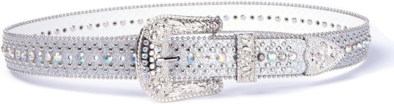 Rhinestone Bling Gothic Belt with Crystal Diamond for Halloween - Western Cowboy/Cowgirl Belt for Jeans - Image 2