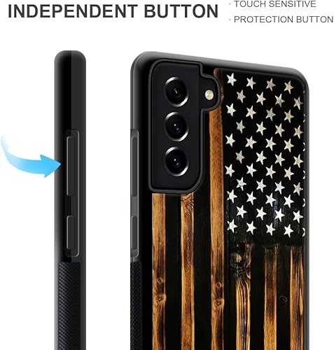 Miniatura 3 de DJSOK Funda compatible con Samsung Galaxy S22 Ultra, funda clásica de grano de madera con bandera de Estados Unidos para Samsung Galaxy S22 Ultra