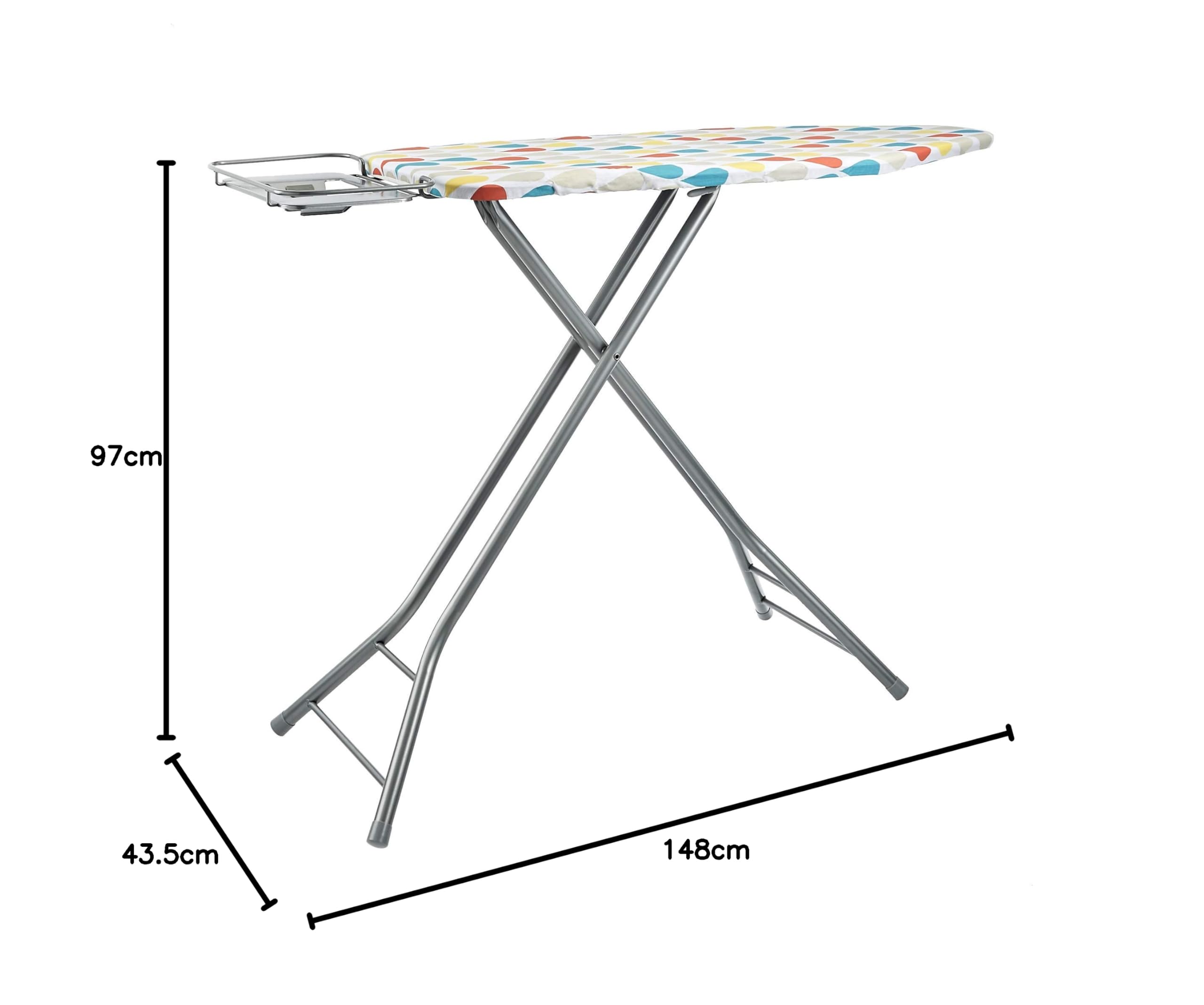 Amazon Basics Asse da stiro con poggiaferro a forma di H, grande, 122 x 43 cm, Grigio, Pois