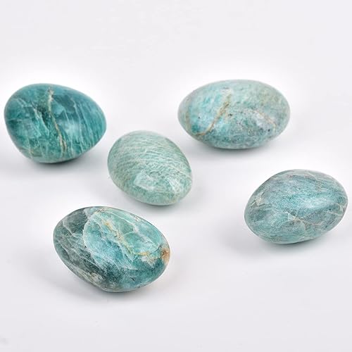 Miniatura 3 de JIC Gem 5 piedras de palma de amazonita de forma irregular pulidas, cristales curativos, piedras de guijarros de bolsillo, piedra de preocupación