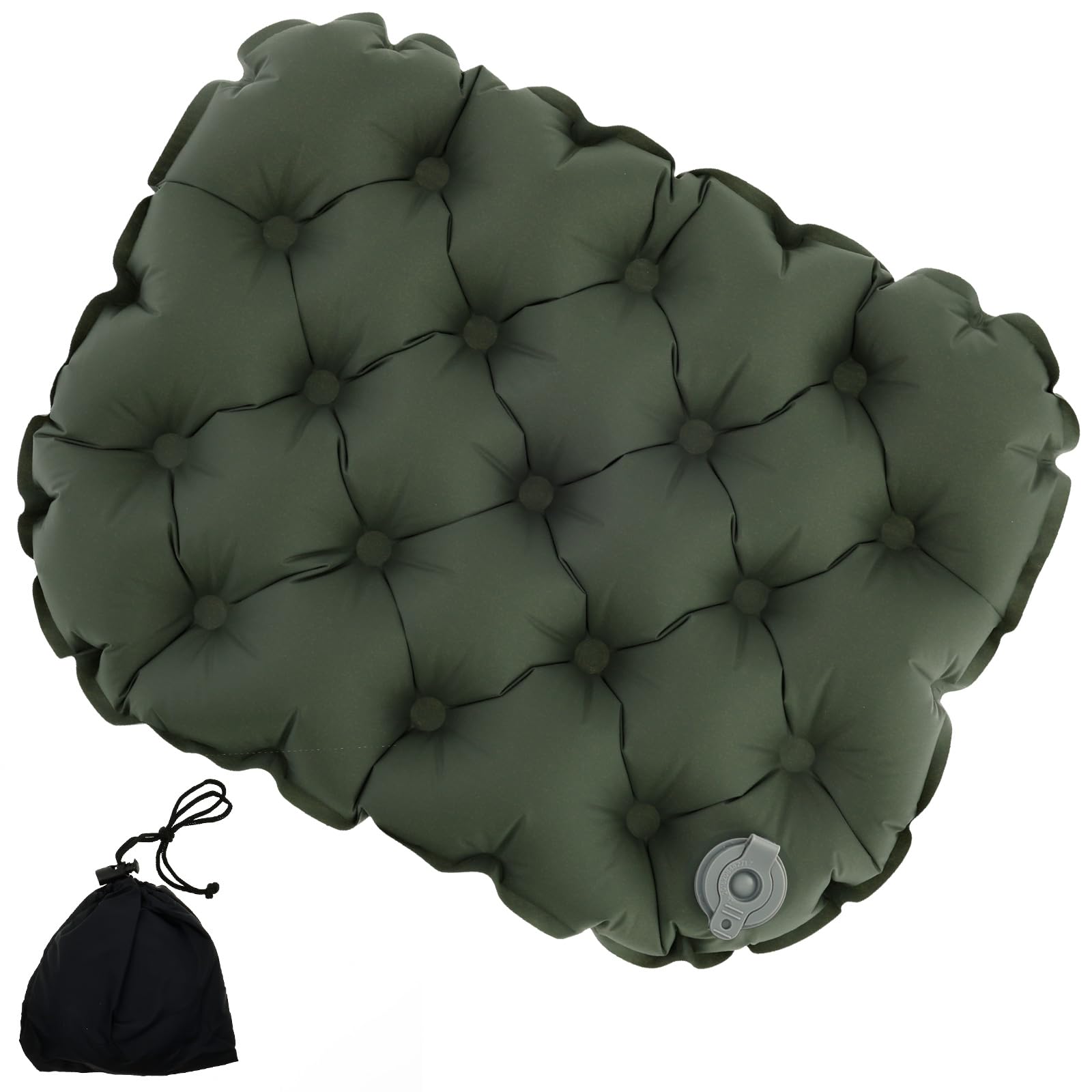 KTCINA Inflatable Seat Cushion 40x30cm Portable Travel Seat Cushion with Carry Bag Foldable Camping Air Sitting Pad Stadium Cushions for Camping Hiking Office Chair Airplane Travel(Green)