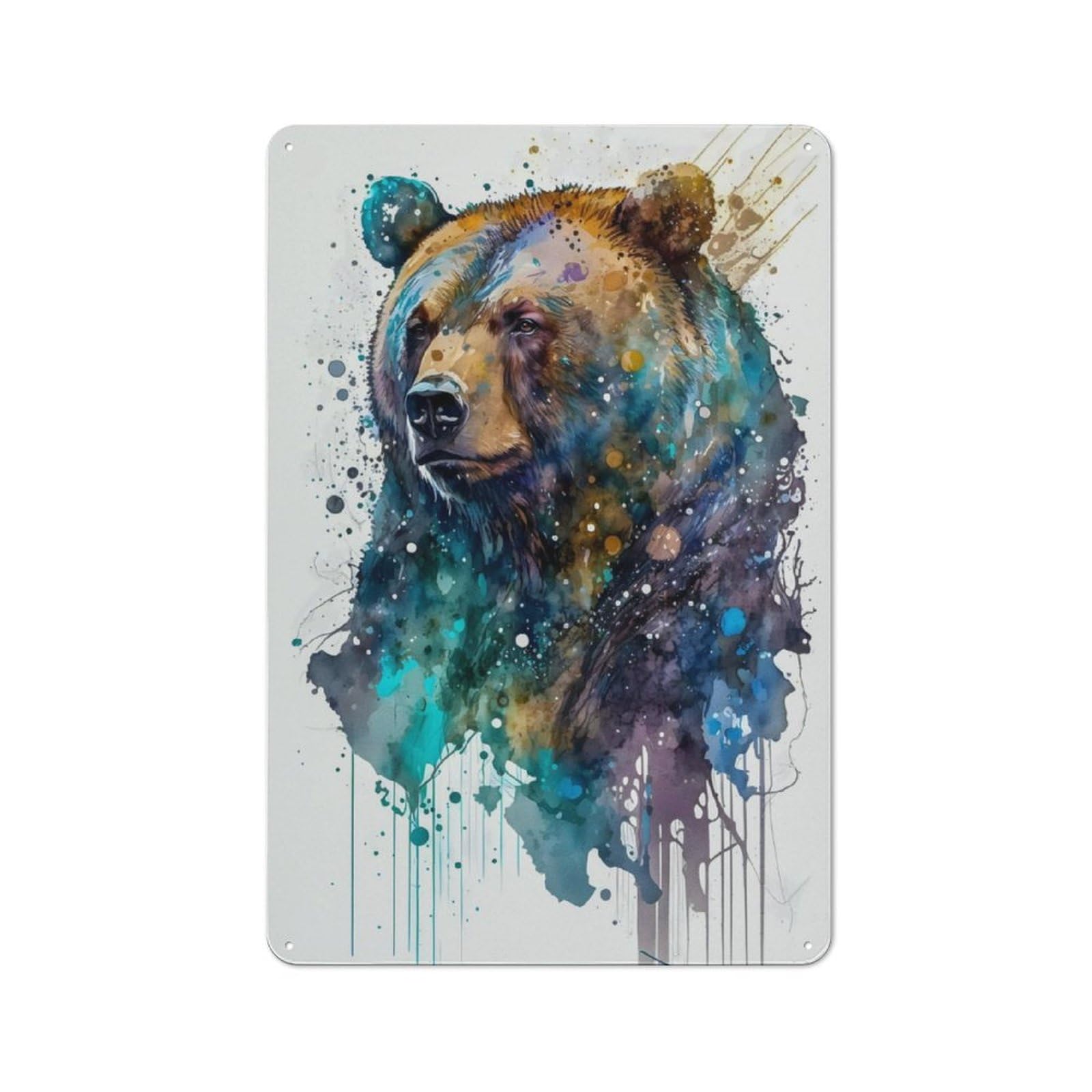 Junmoney Bear Colorful For Garden Room Or Summerhouse, Vintage Tin Sign 30X20cm, A Metal Wall Feature For Garden Rooms And Summerhouses