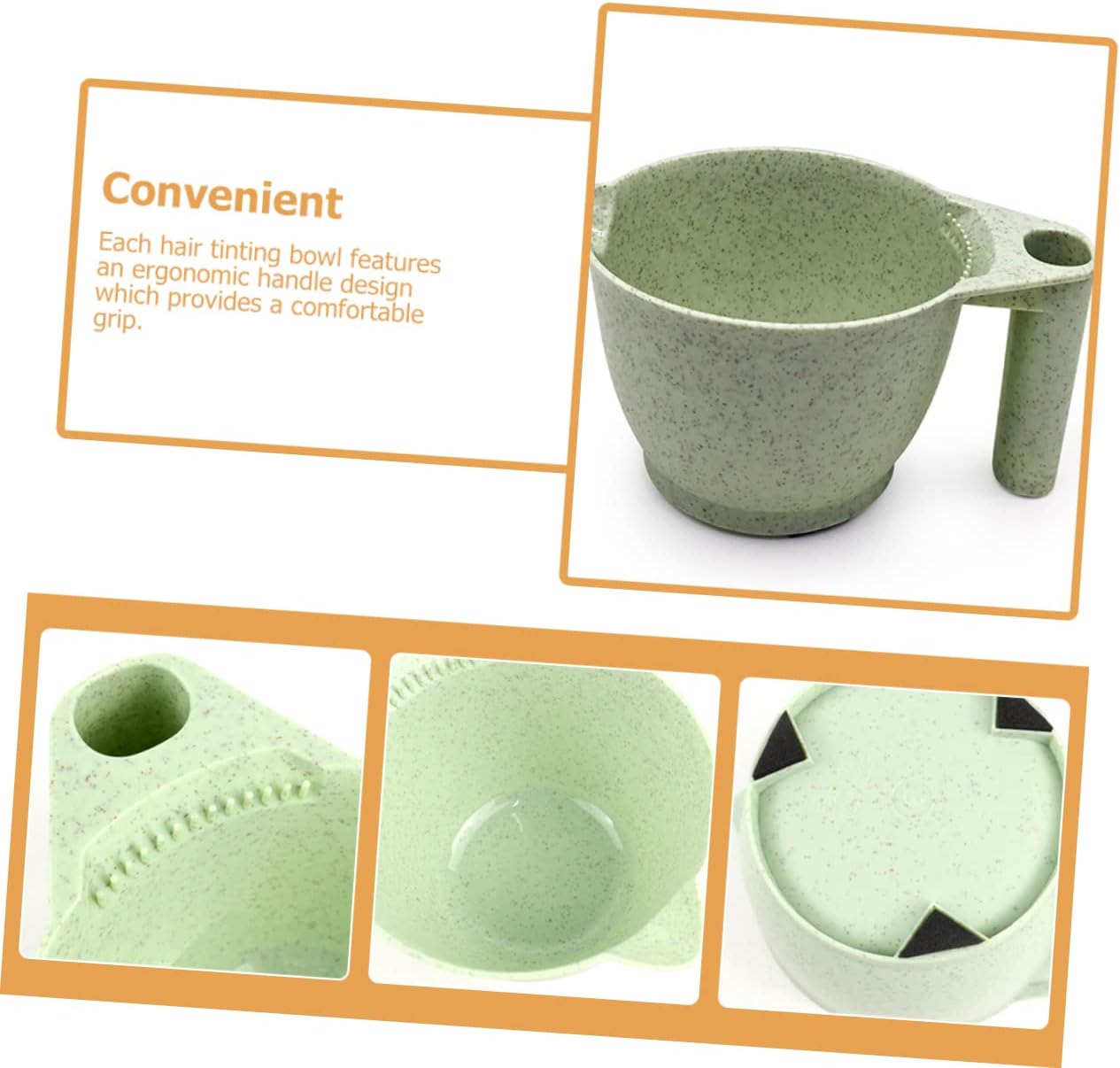 Hair Dye Bowls ，Hair Mixing Bowl ，2pcs Green Set for Salon Beige Tint Ergonomic Handle