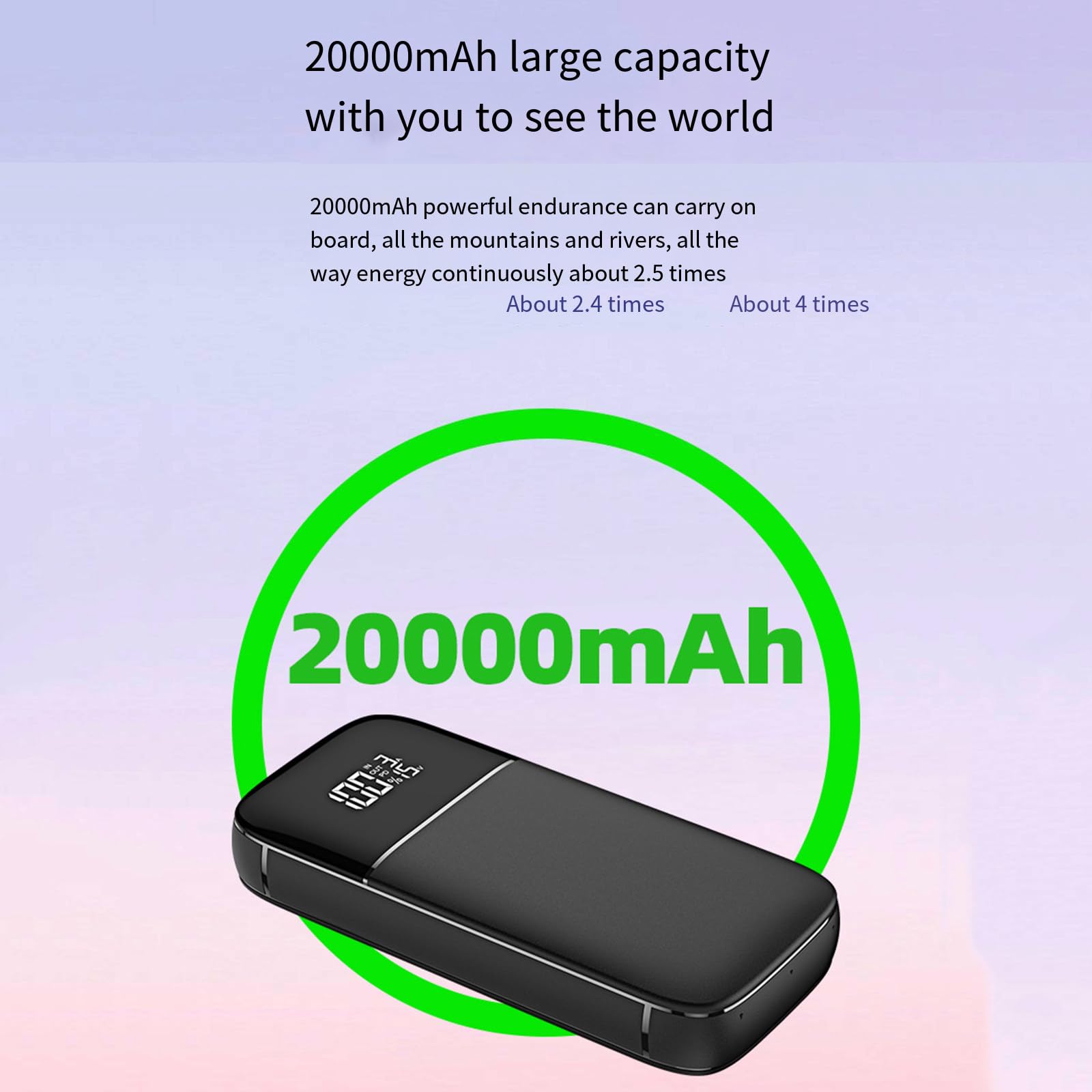 Przenośny i lekki powerbank o dużej pojemności 20000 mAh, który zaspokoi Twoje potrzeby związane z ładowaniem w dowolnym miejscu i czasie,Black