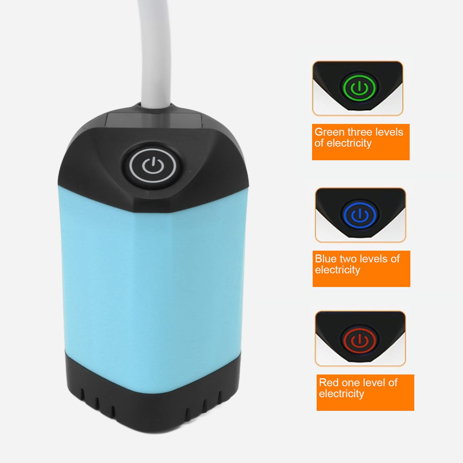 Tragbare Dusche, wiederaufladbare elektrische tragbare Campingdusche, Outdoor 3-Gang verstellbare Camping-Duschpumpe mit Filter für Camping, Wandern, Reisen (Blau)