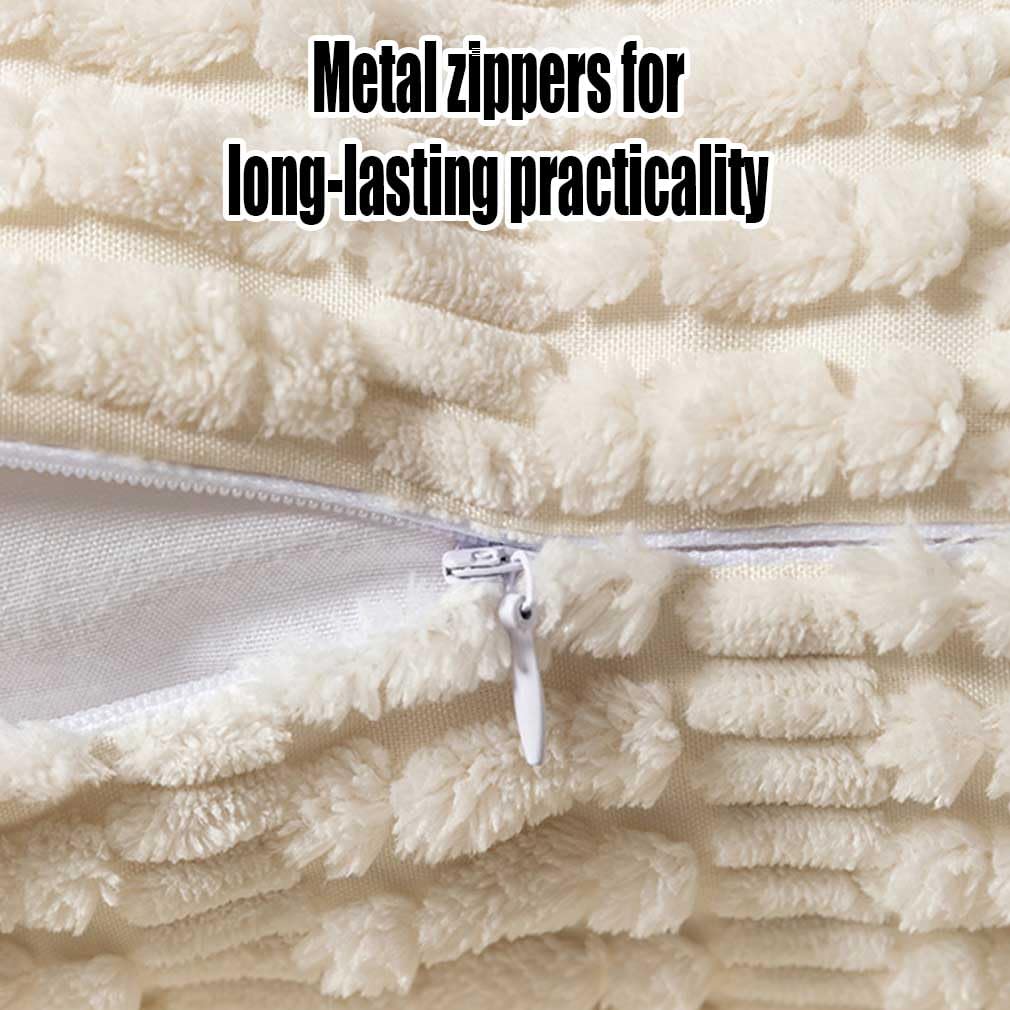 SHENGRUI Cream Cushion Covers 45cm x 45cm,Corduroy Decorative Fluffy Pillows Cases,Cushions Cover 18x18 inches with Invisible Zipper for Sofa Bed Livingroom Bedroom,Pack of 2 - Image 4