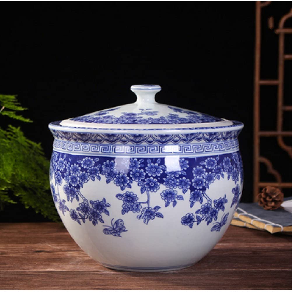 Decorative Ginger Jar Vase China Style Ceramic Vases Ceramic Jar Classic Ginger Jar Vase Porcelain Ginger Jar Vase-F H25cm*w33cm,Q-H18cm*w20cm