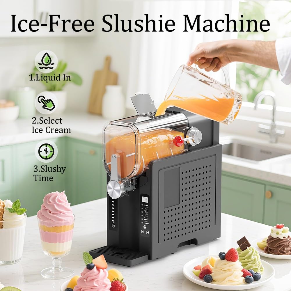 Maszyna Slushie do domu, inteligentne urządzenie z 6 ustawieniami wstępnymi i wyświetlaczem temperatury w czasie rzeczywistym, produkuje mrożone margarity, frappé, smoothie, lody i koktajle mleczne