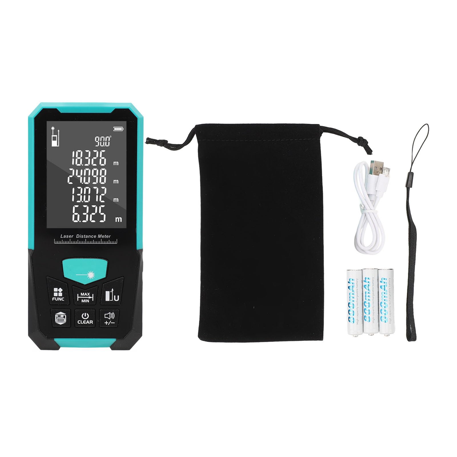 Medidor de Distancia láser de Alcance de 120 Metros con clasificación IP54: Herramienta de medición Recargable por USB con Pantalla retroiluminada de 2,4 Pulgadas y Sensor de