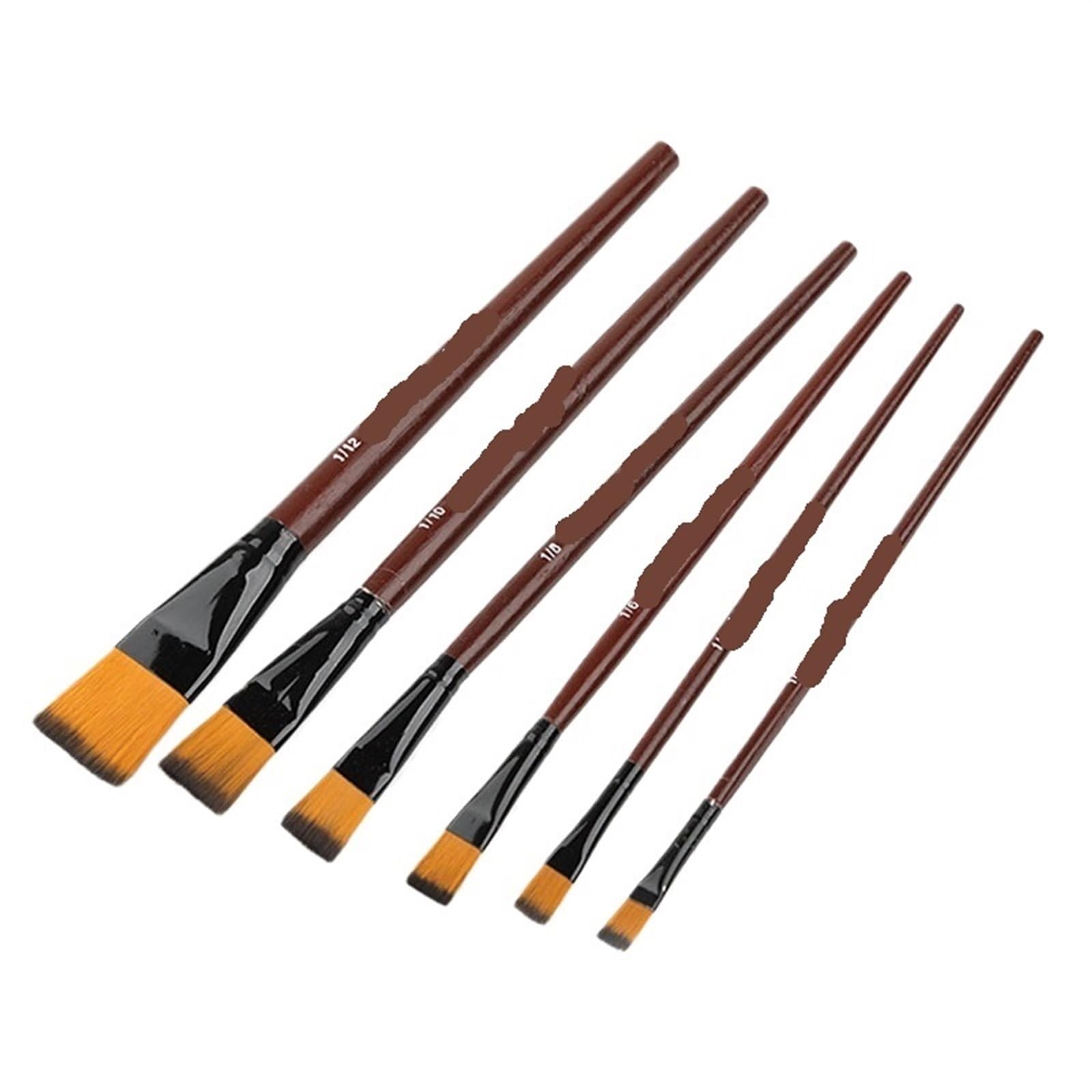 Paint Brushes 6Pcs Artist Nylon Hair Wooden Handle Watercolor Acrylic Oil Paint Brush Set For Drawing Painting Art Supplies