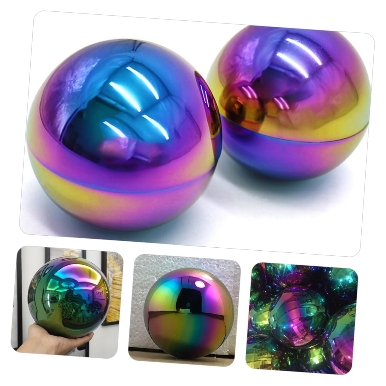 TOYANDONA Bola de Observación de Acero Inoxidable Reflectante para Jardín y Exteriores, Juego de 3 Piezas (15 Cm, 12 Cm, 10 Cm), Decoración Hueca Pulida para Patio y Césped