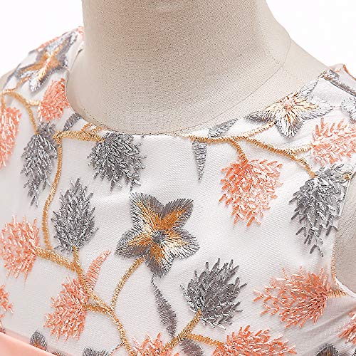 Kilo&Meters 3 4T Cute Prom Bridesmaid Kids Dresses Embroidery 3D Flower Beaded Special Occasion Easter Christmas Birthday Party Dress For Girl 3 4 Orange #TOP3