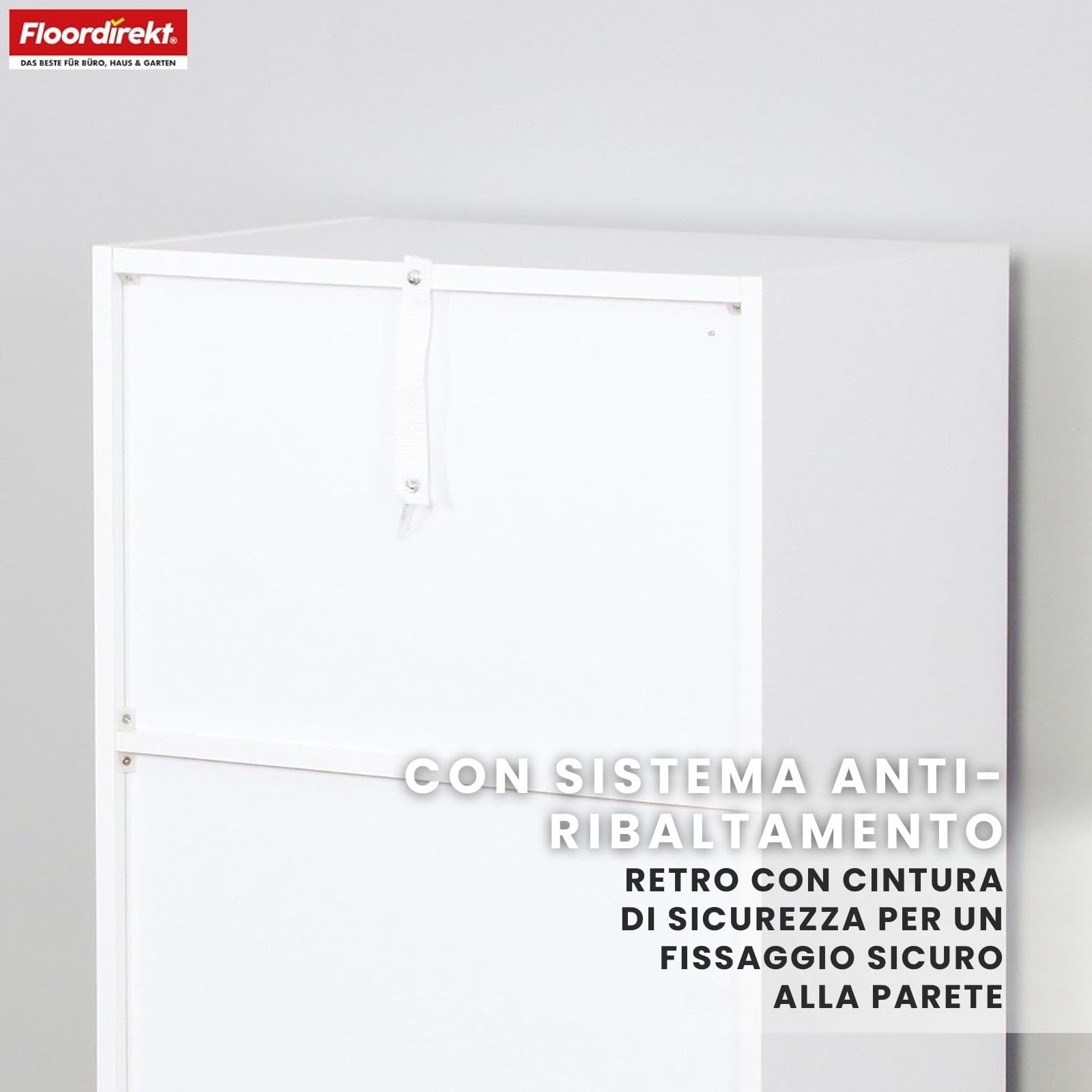Floordirekt Libreria, scaffale bianco con 6 scomparti, 29 x 50 x 121 H, divisorio per cameretta dei bambini, soggiorno, ufficio e camera da letto (California)