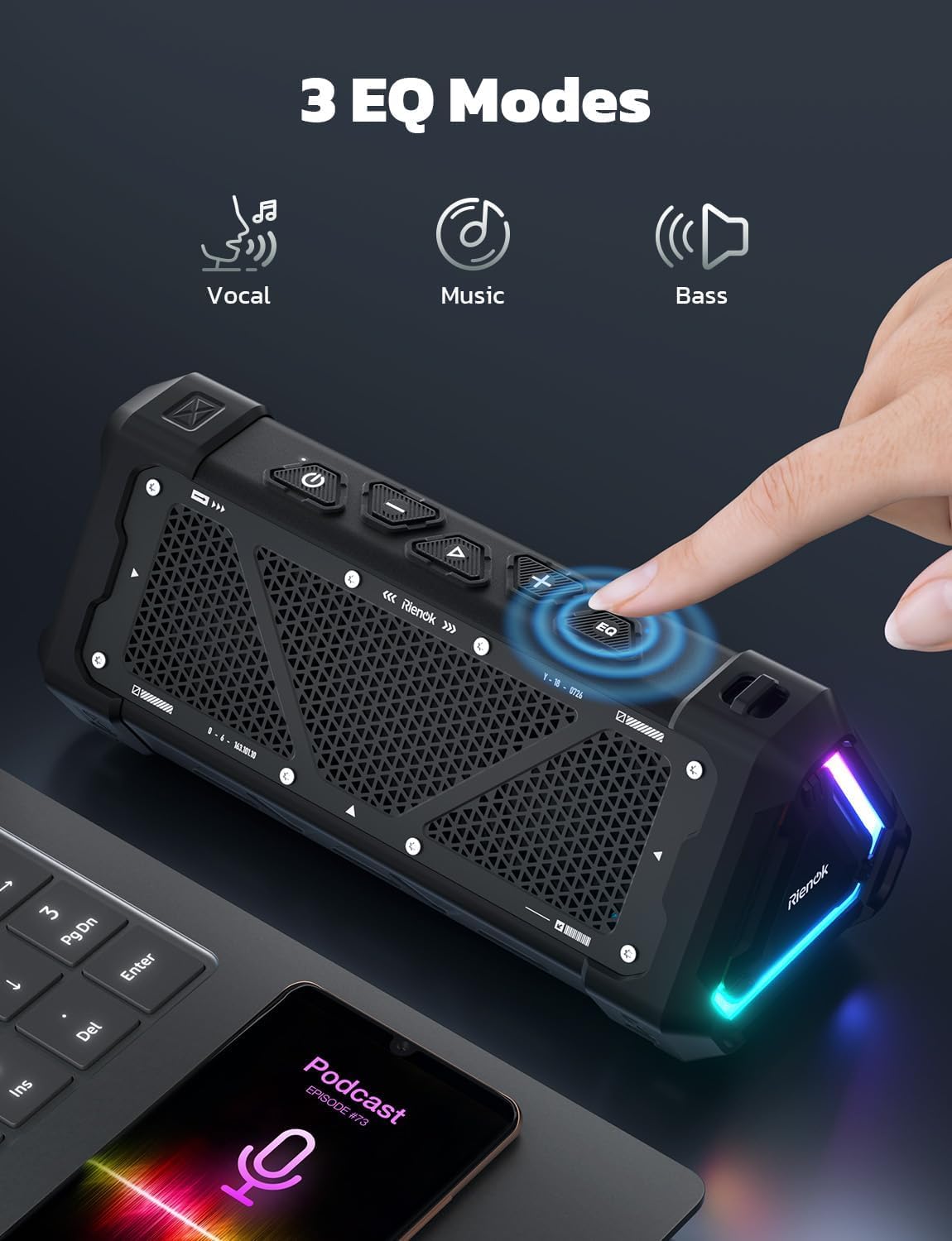 RIENOK - Bocina Bluetooth 5.3 portátil de 30W, emparejamiento dual RIENOK - Bocina Bluetooth 5.3 portátil de 30W, emparejamiento dual