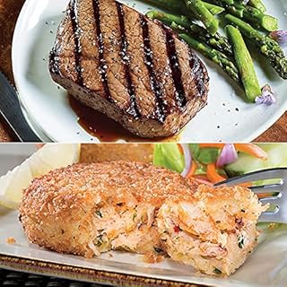 Top Sirloin and Crab Cakes for 4 Surf & Turf Set - 4 Top Sirloin and 4 Maryland Style Crab Cakes from Kansas City Steaks