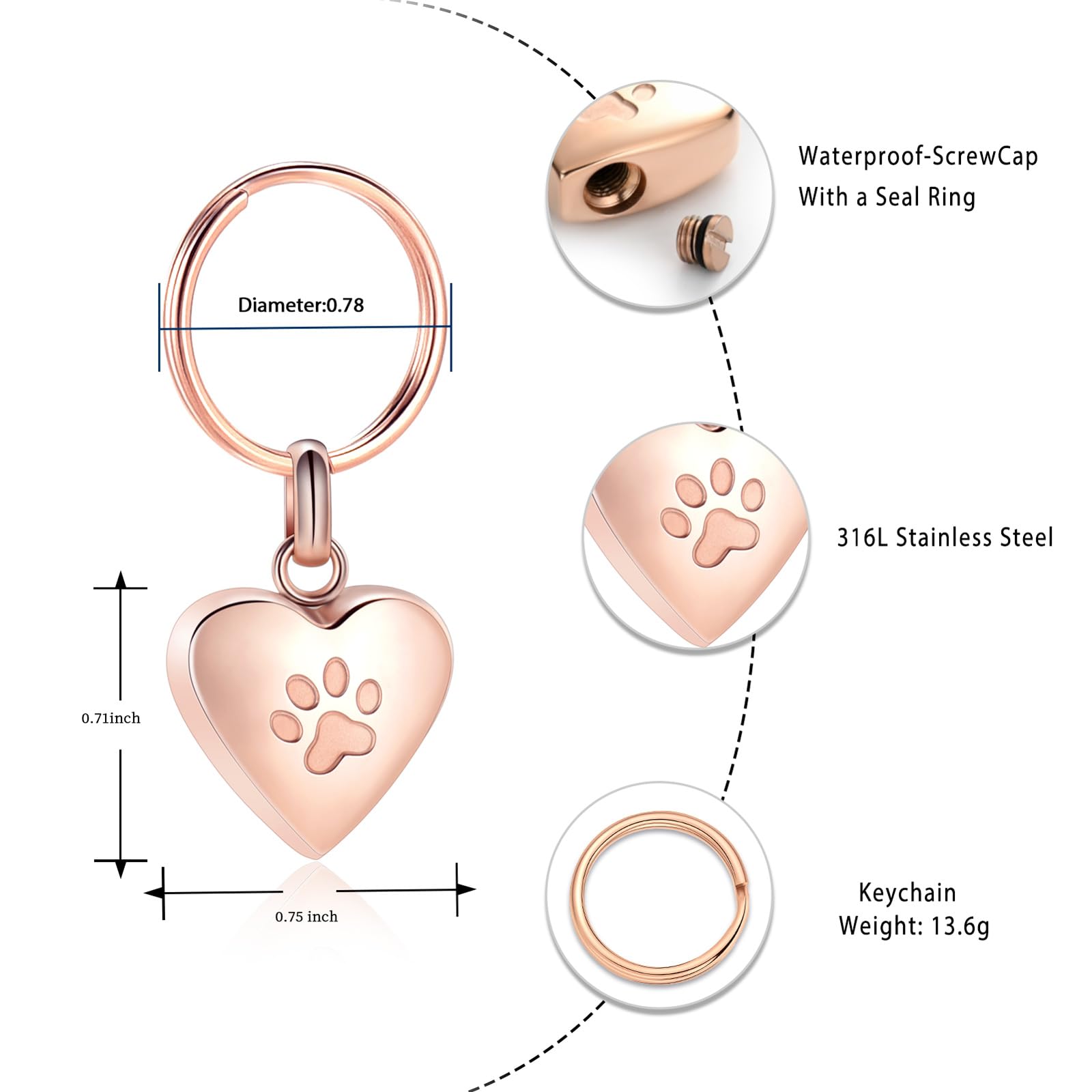 cremazione gioielli urna portachiavi per animali domestici cenere umana cane gatto keepsake memorial urna portachiavi cenere supporto per donne uomini