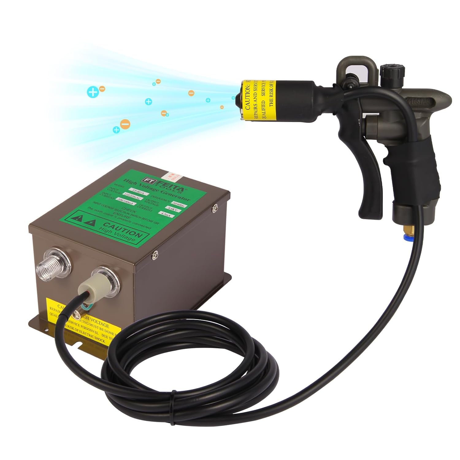 FEITA Ionizing Air Gun Antistatic Air Gun Electrostatic Eliminator Anti Static Ionizer with 4.6KV High Voltage Generator (FT-004C / FT-007A)