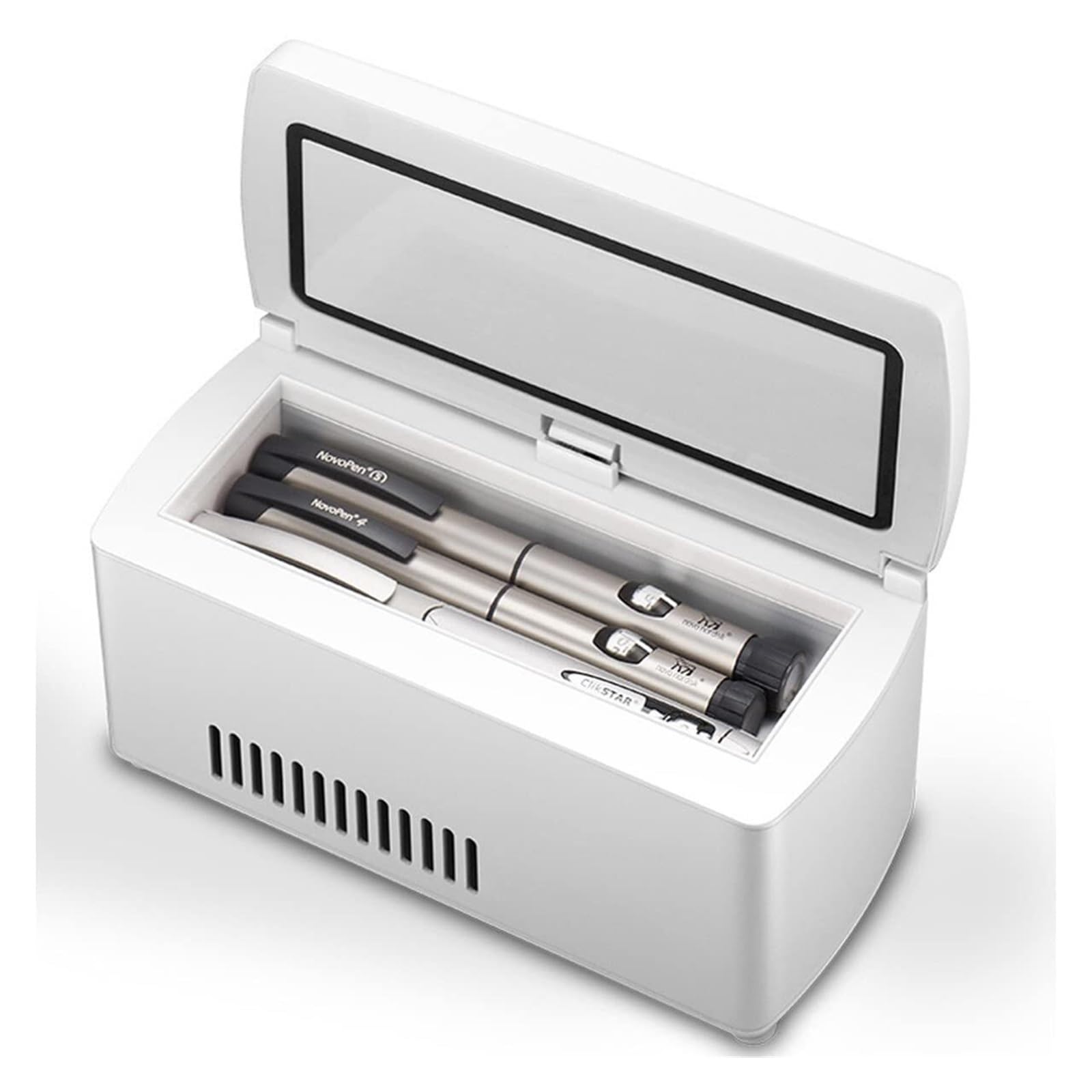 Estuche Térmico para Insulina Portátil - Nevera Médica Recargable con Pantalla Digital, Silencioso y Adaptador Coche - Organizador Compacto Medicamentos (3 Bolígrafos/12 Cartuchos)