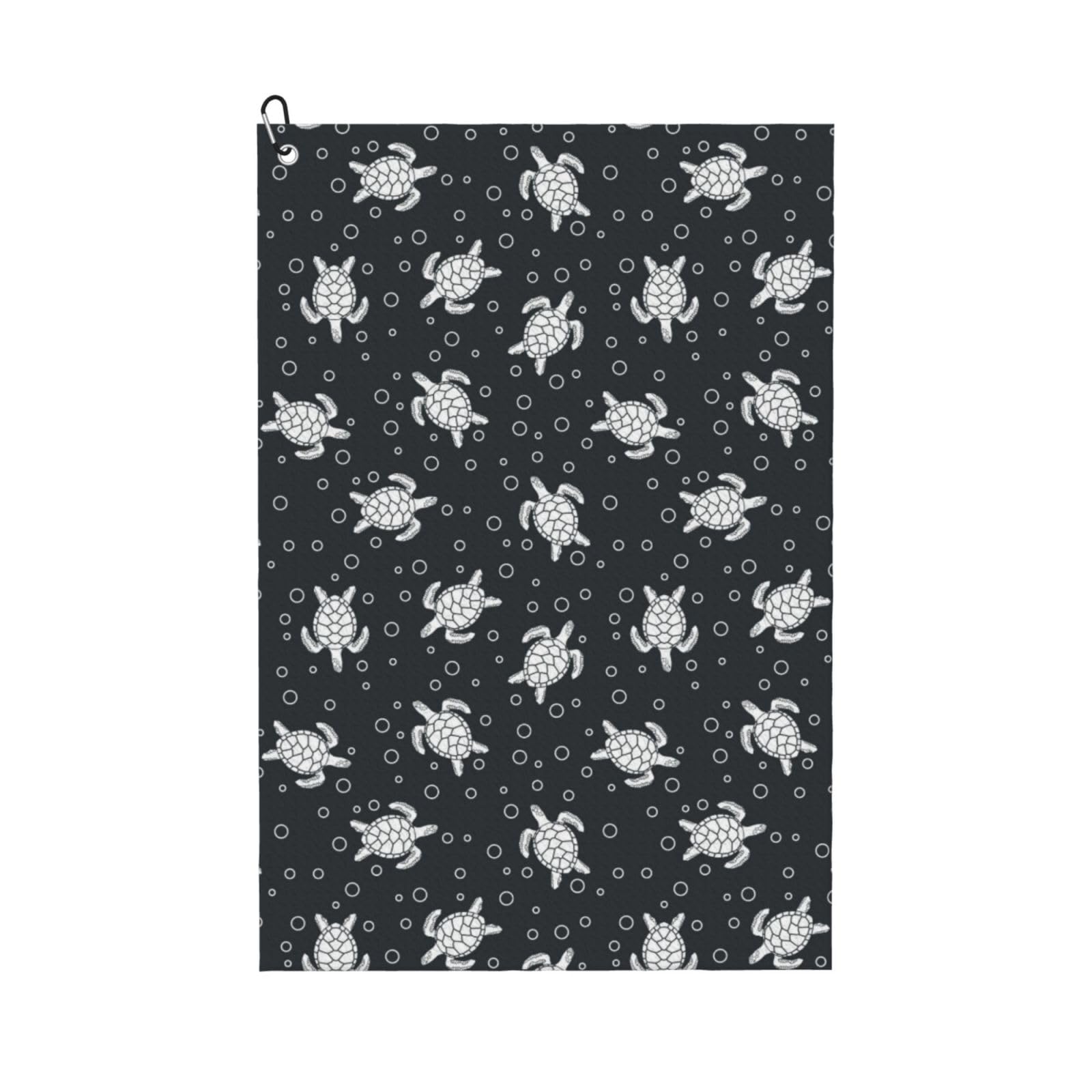 AOOEDM Turtle Print Golf Towel with Carabiner Clip Absorbent Microfiber Golf Towel for Cleaning Golf Ball Club Putter Iron for Golf Bag Trolly Belt Loop 16" X 24"