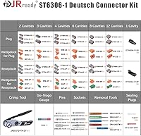 Vista 2 de JRready ST6306-1 Kit maestro de conectores Deutsch con herramienta de crimpado estilo torreta Deutsch JRD-HDT-48, conectores DT DTM DTP DTHD