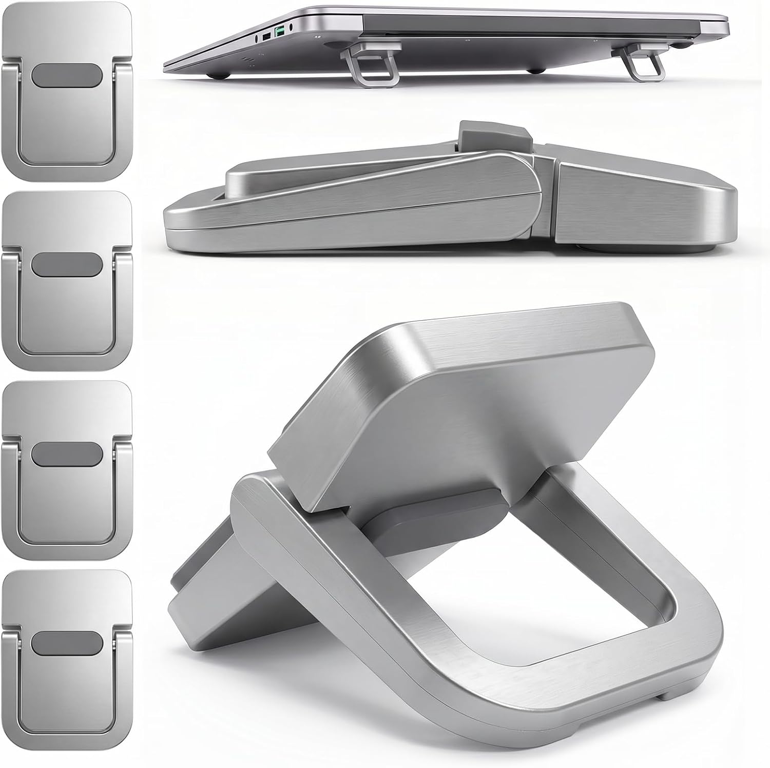 Portable Keyboard Riser, 4PCS Self Adhesive Laptop Stand Invisible Mini Computer Feet for Computer Keyboard Stand Laptop Desk Holder with Anti Slip Silicone (Silver)