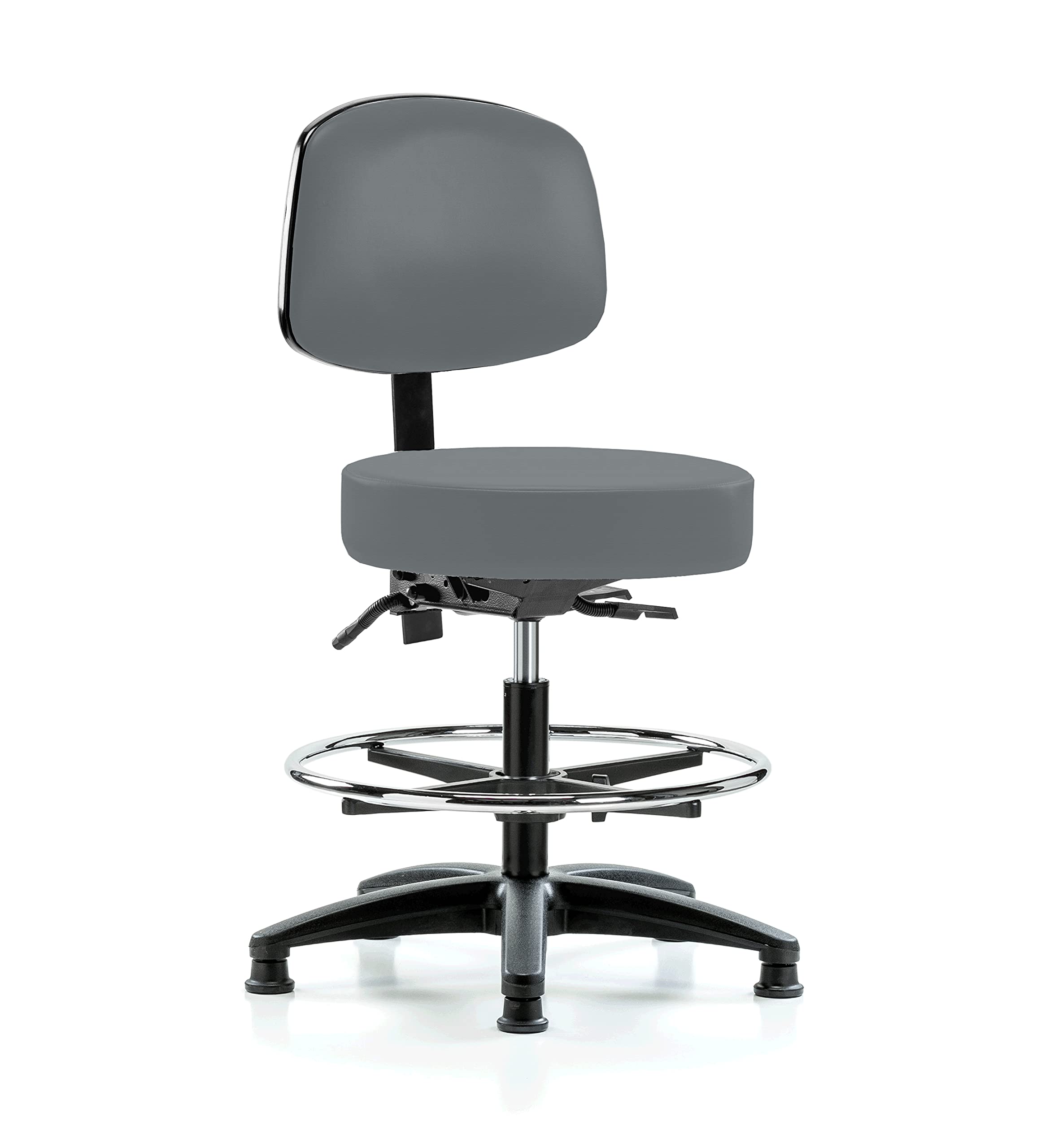 Perch Exam Stool with Foot Ring, Glides, 20.75-28.75", Cinder