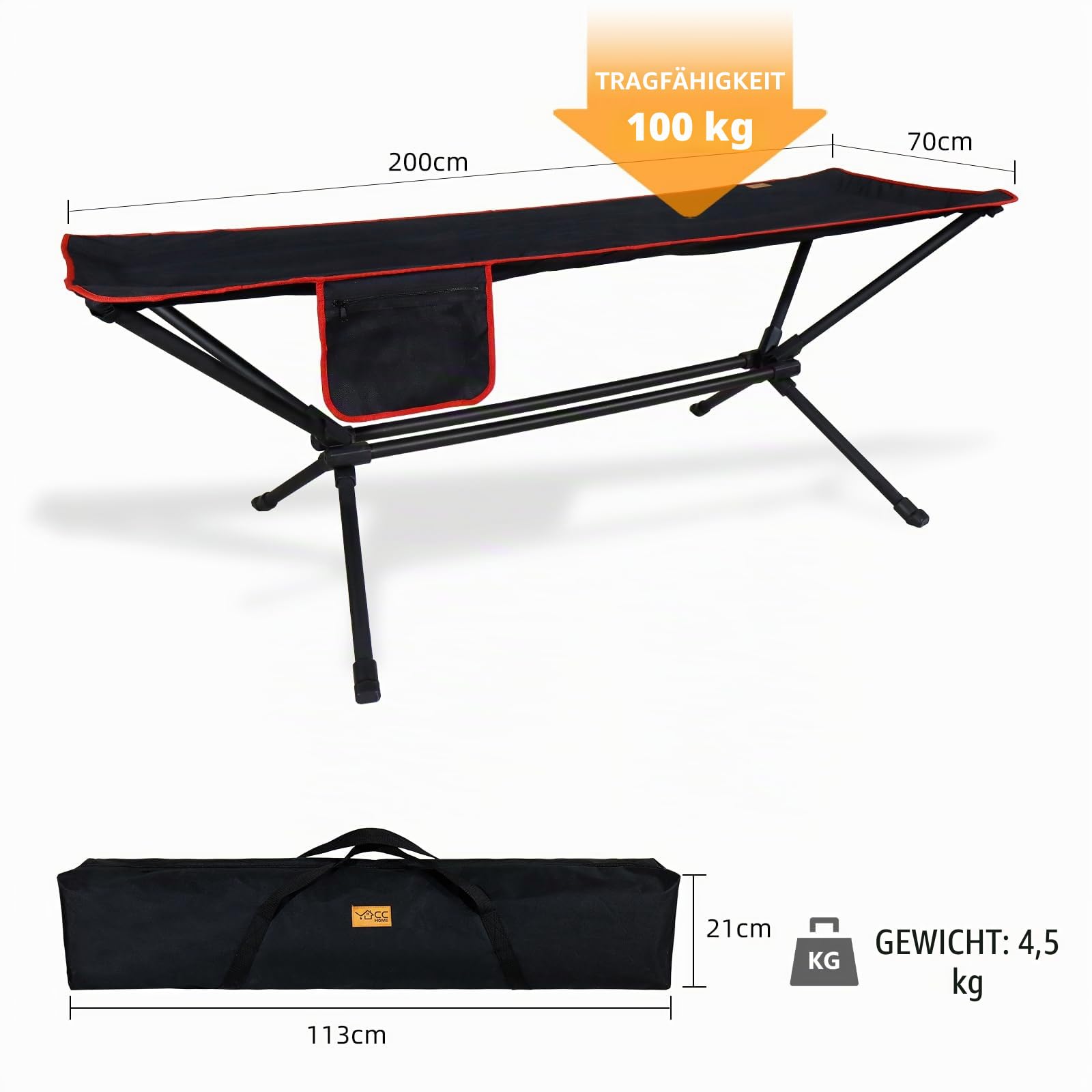 CCLIFE Camping Hängematte mit Gestell Outdoor 4,5kg leicht, 200KG Tragkraft, ultraleichte mit Tragetasche Garten